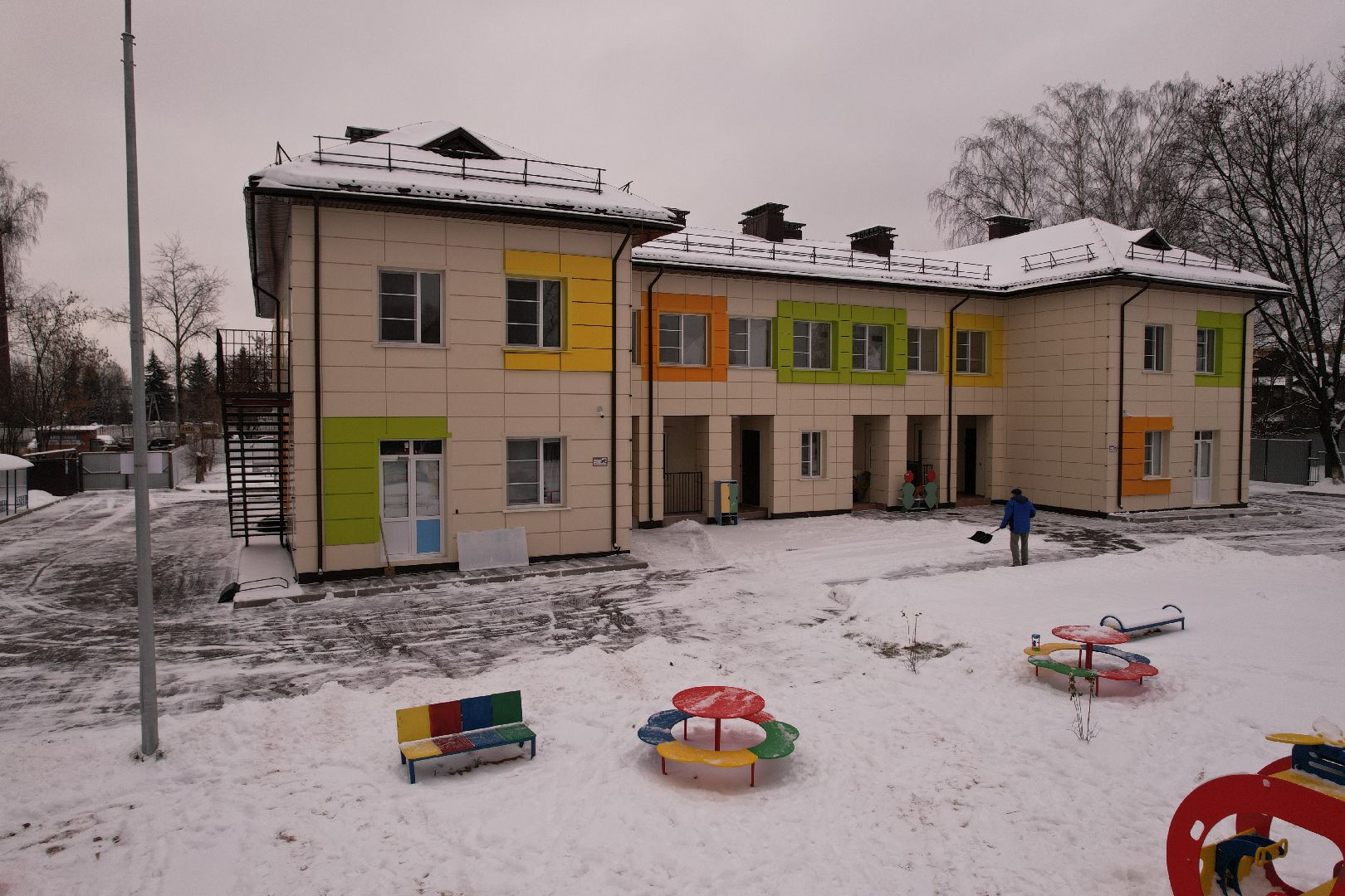 видео с коптера, щёлково, строительство, детский сад,