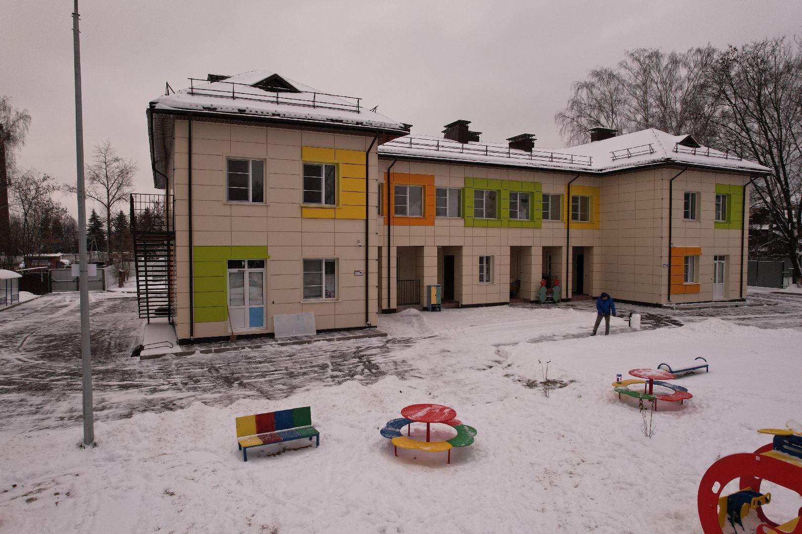 видео с коптера, щёлково, строительство, детский сад,