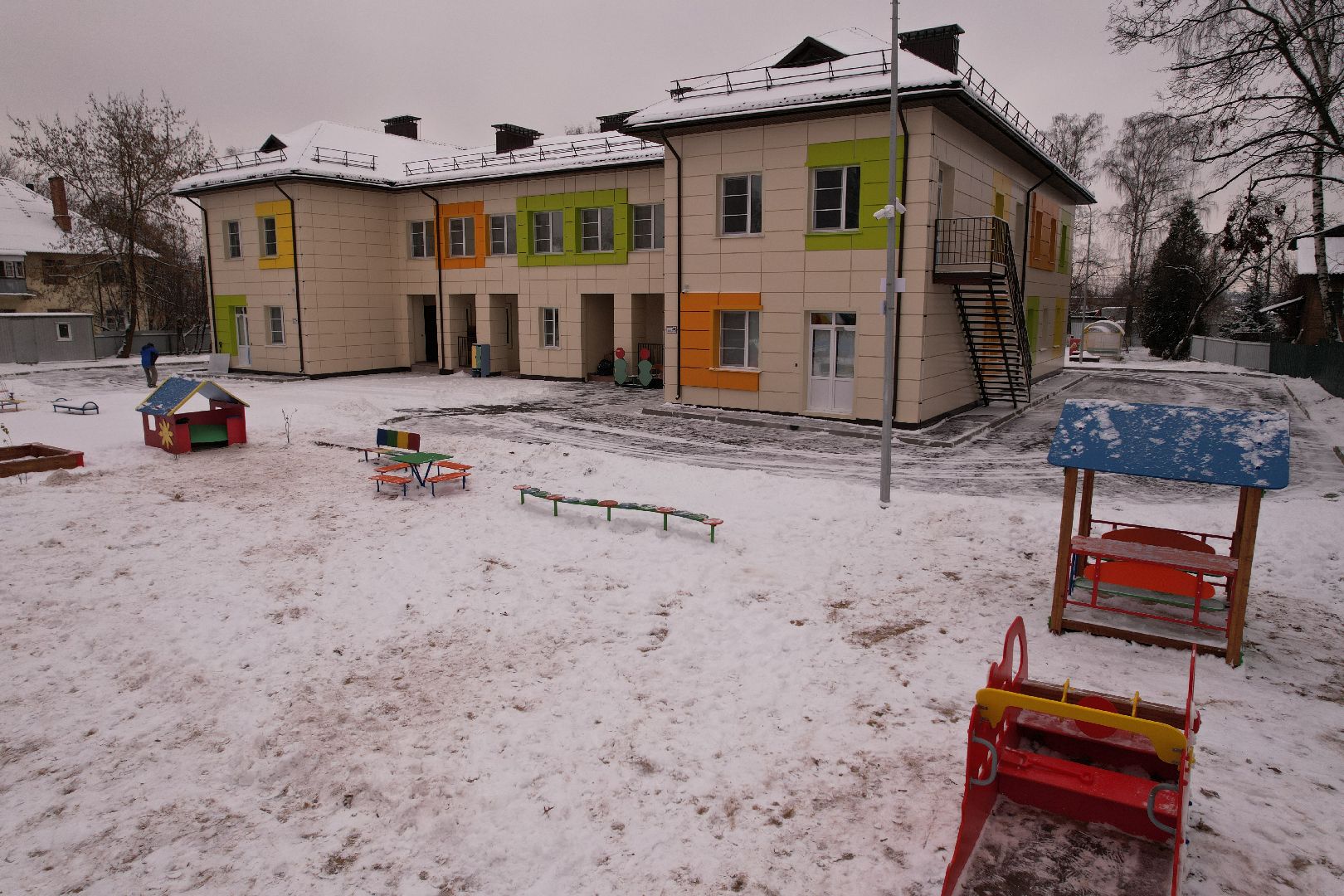 видео с коптера, щёлково, строительство, детский сад,