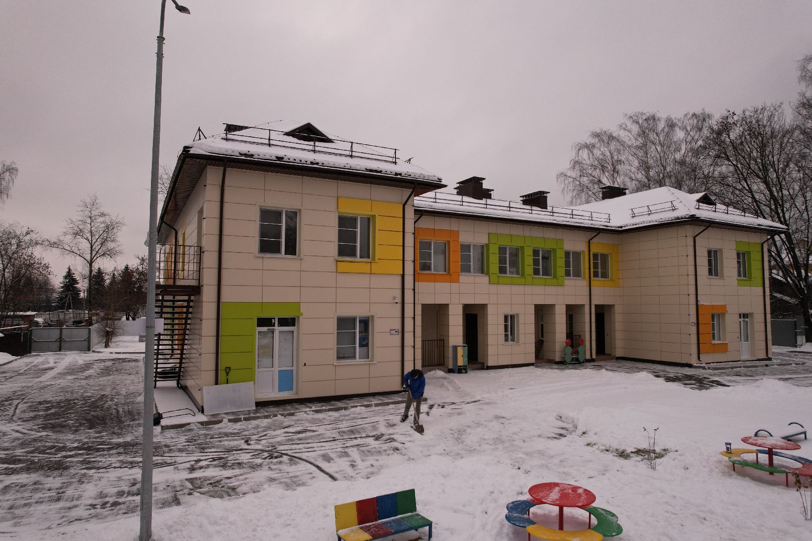 видео с коптера, щёлково, строительство, детский сад,