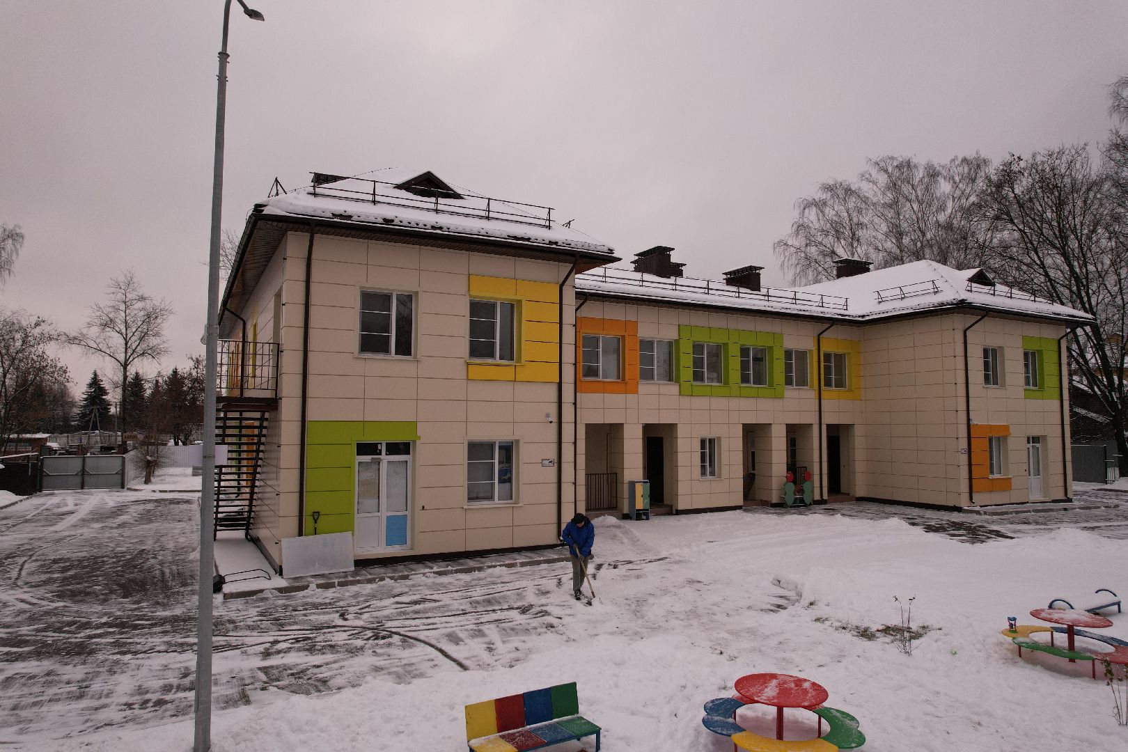 видео с коптера, щёлково, строительство, детский сад,