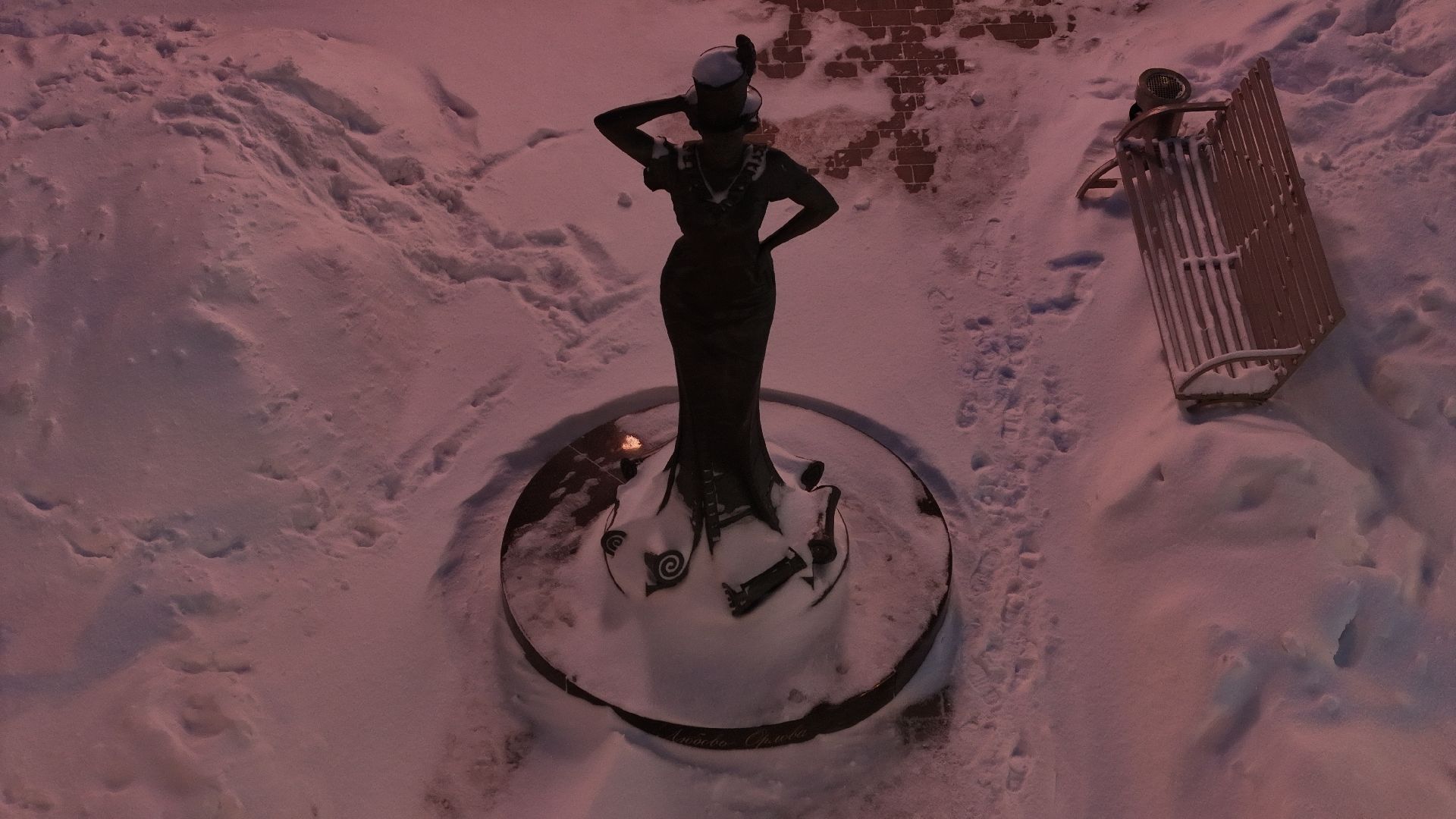 видео с коптера, звенигород, благоустройство, зима в подмосковье,