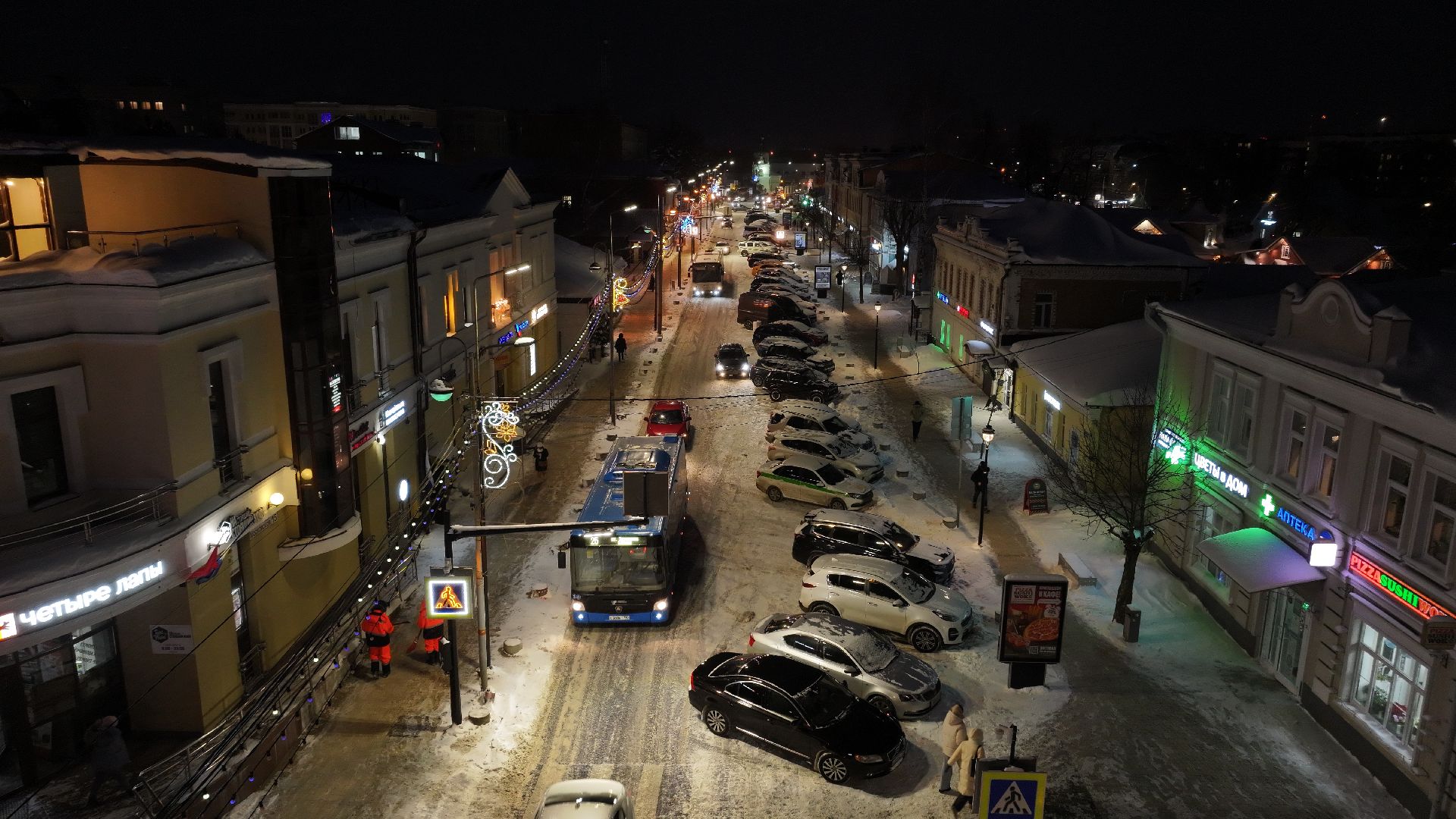 видео с коптера, звенигород, благоустройство, зима в подмосковье,