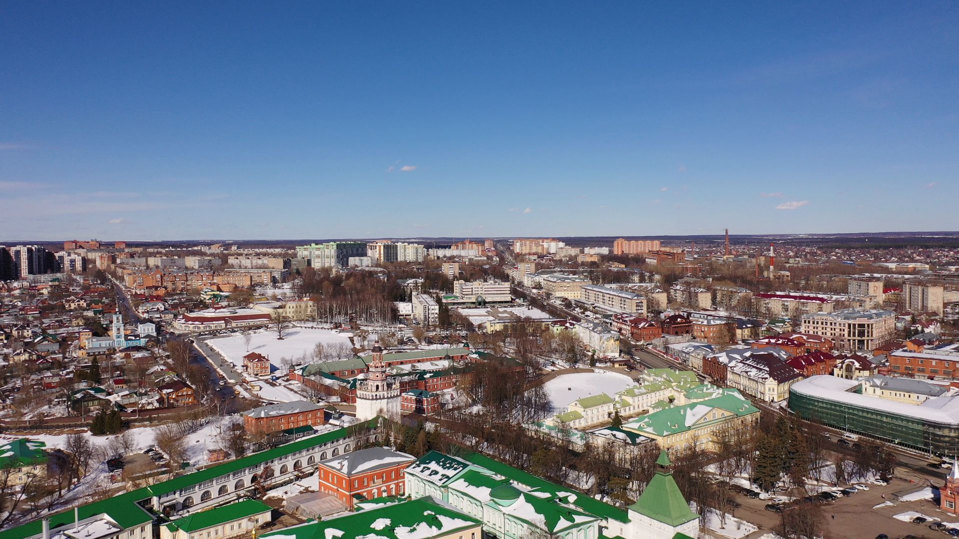видео с коптера, архитектура, сергиев посад,