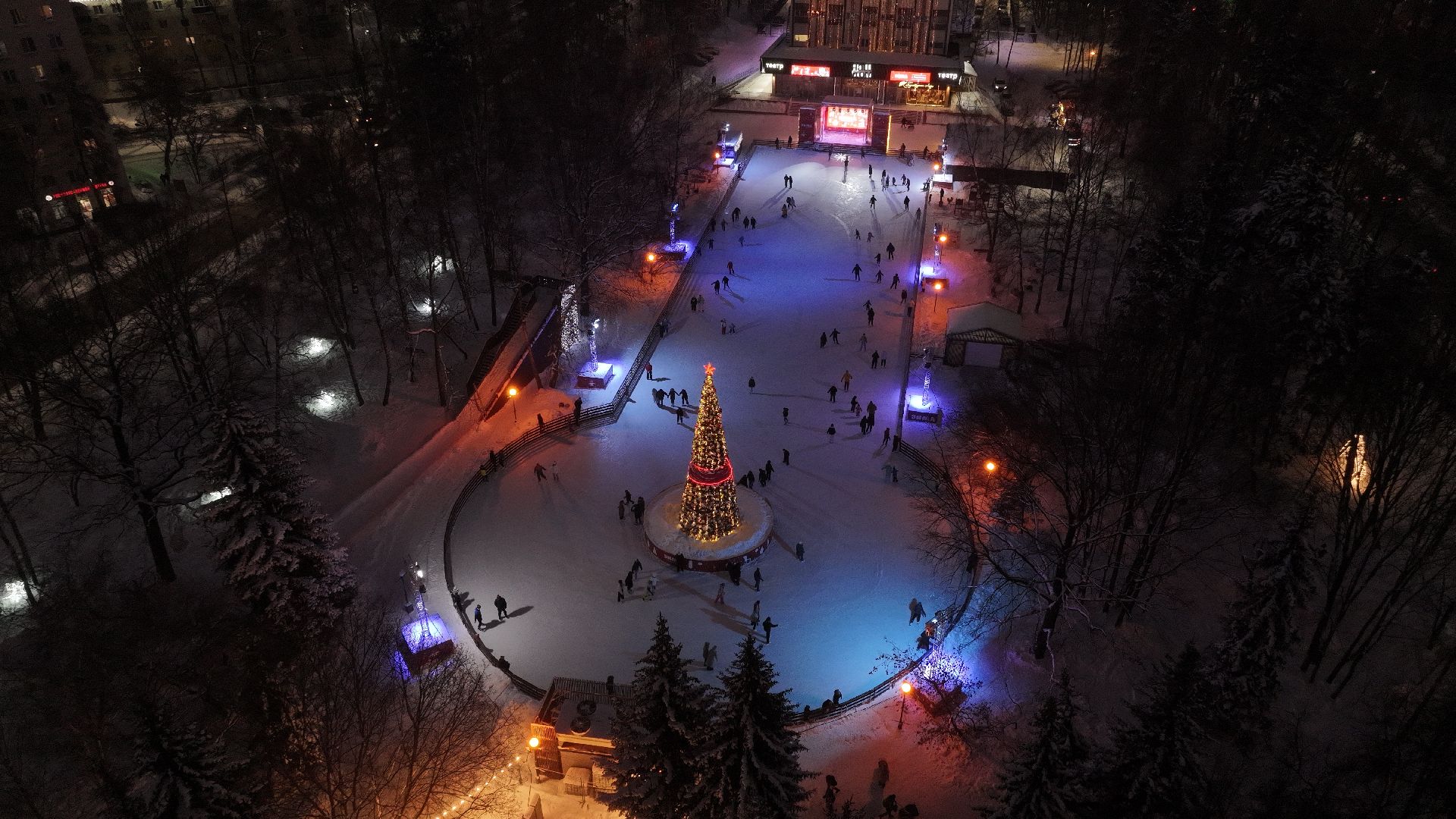 химки, видео с коптера, зима в подмосковье, благоустройство,