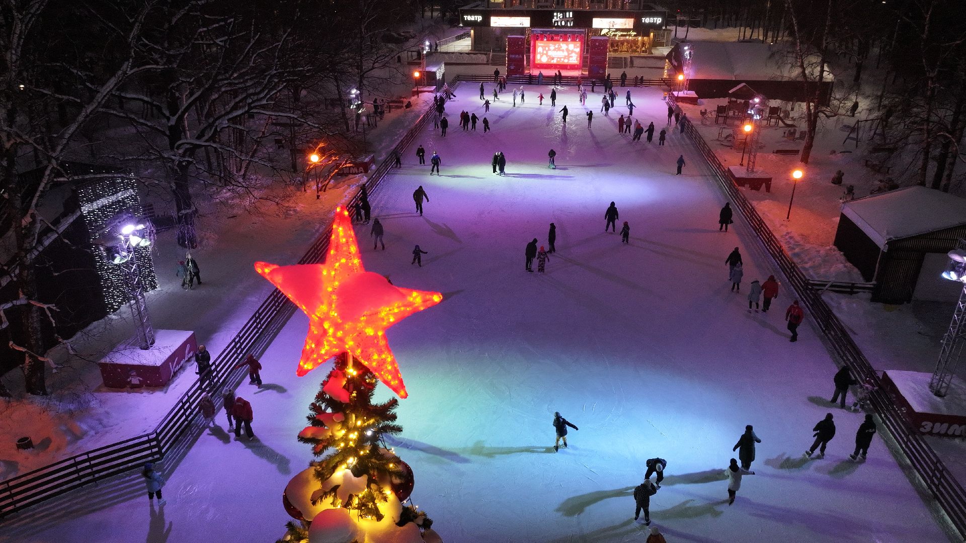 химки, видео с коптера, зима в подмосковье, благоустройство,