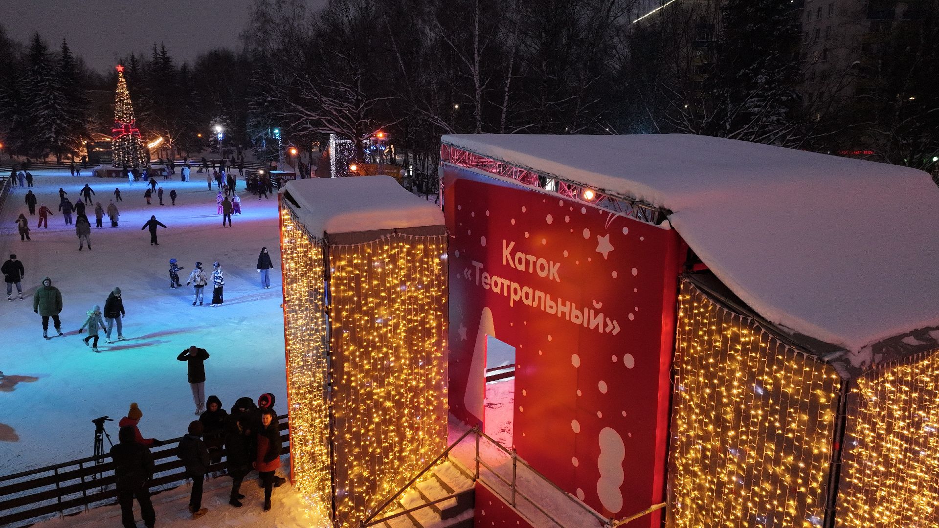 химки, видео с коптера, зима в подмосковье, благоустройство,