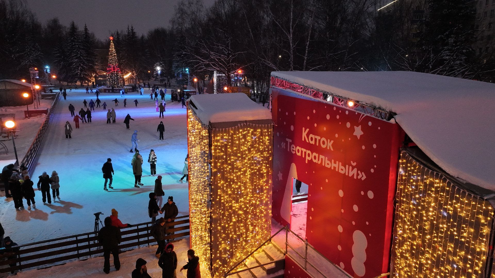 химки, видео с коптера, зима в подмосковье, благоустройство,