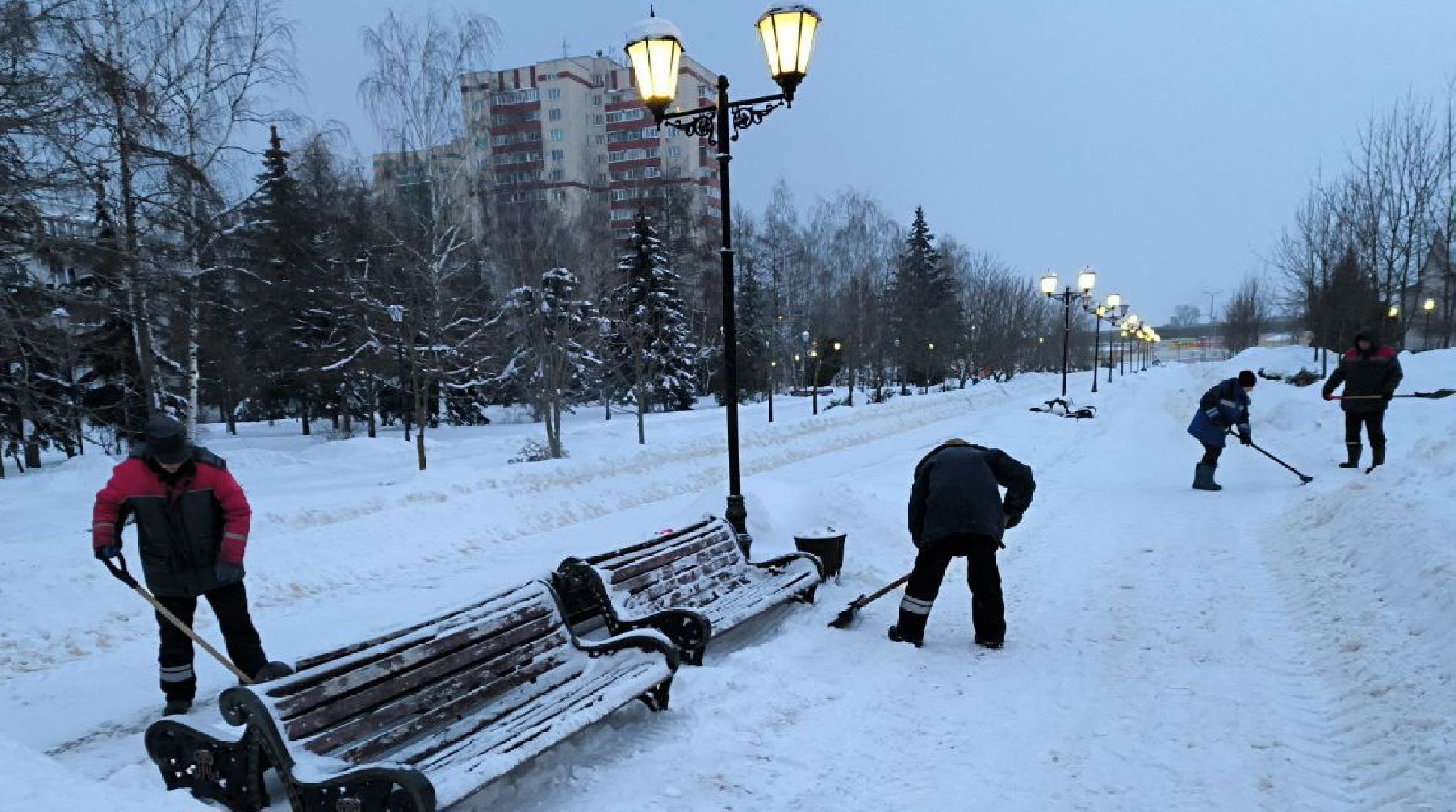 снегопад, последствия стихии, уборка территорий, жкх, коммунальщики, Лосино-Петровский,