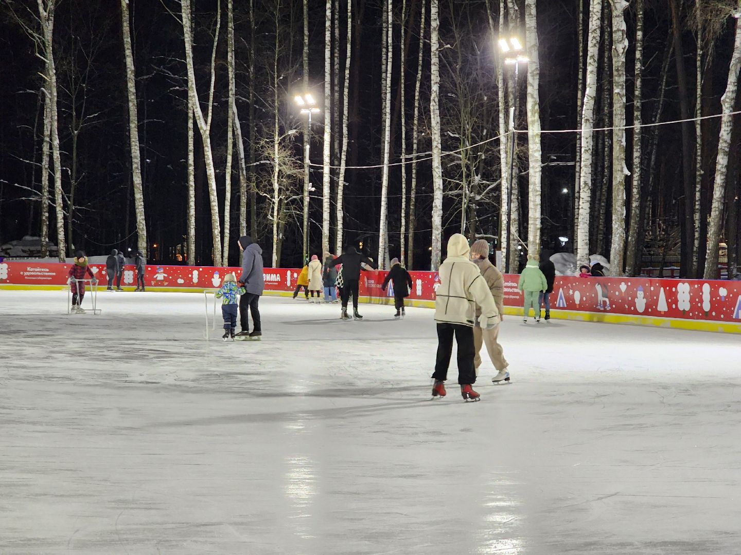 Зима в Подмосковье, каток, Центральный парк, Ногинск, Богородский городской округ,