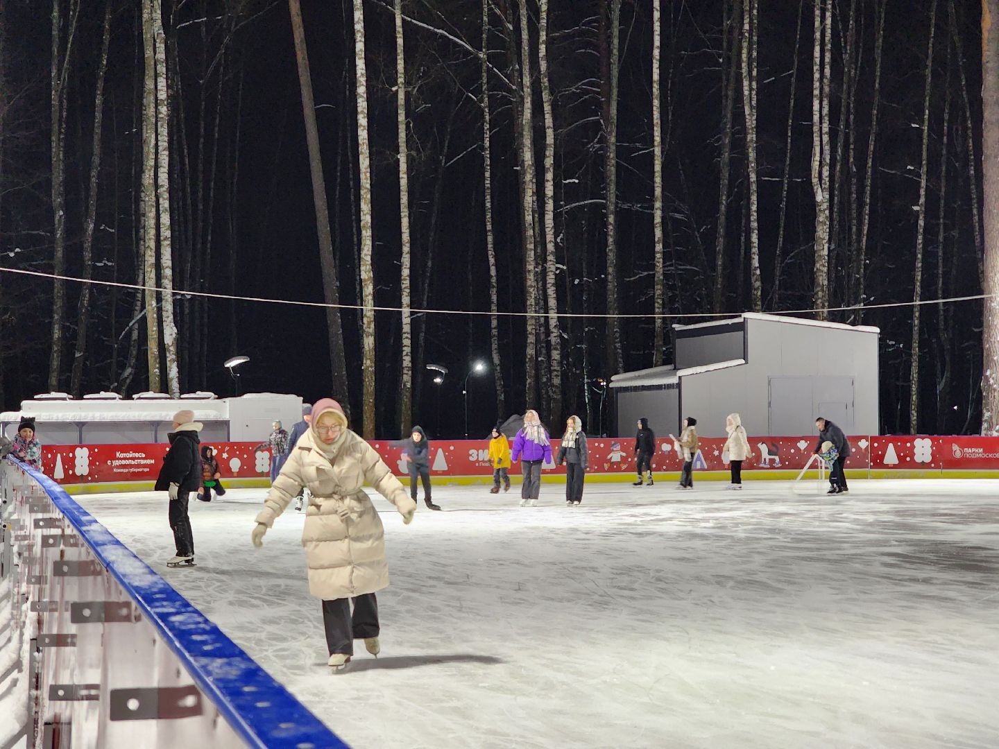 Зима в Подмосковье, каток, Центральный парк, Ногинск, Богородский городской округ,