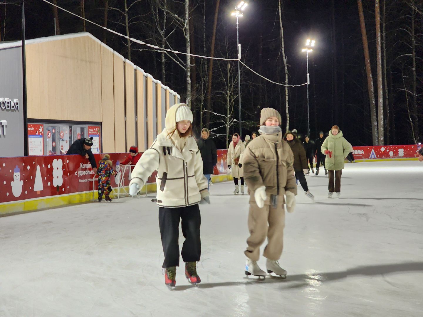 Зима в Подмосковье, каток, Центральный парк, Ногинск, Богородский городской округ,