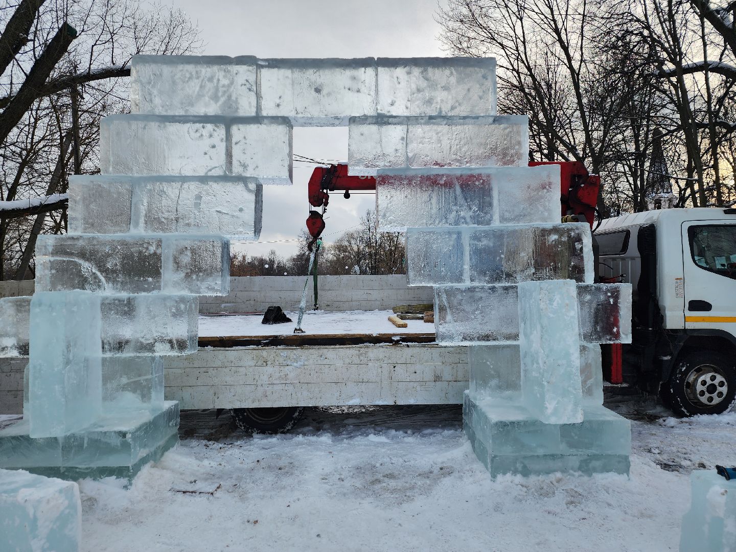 Долгопрудный, крещение господне, купель, Ледяные фигуры, арка,