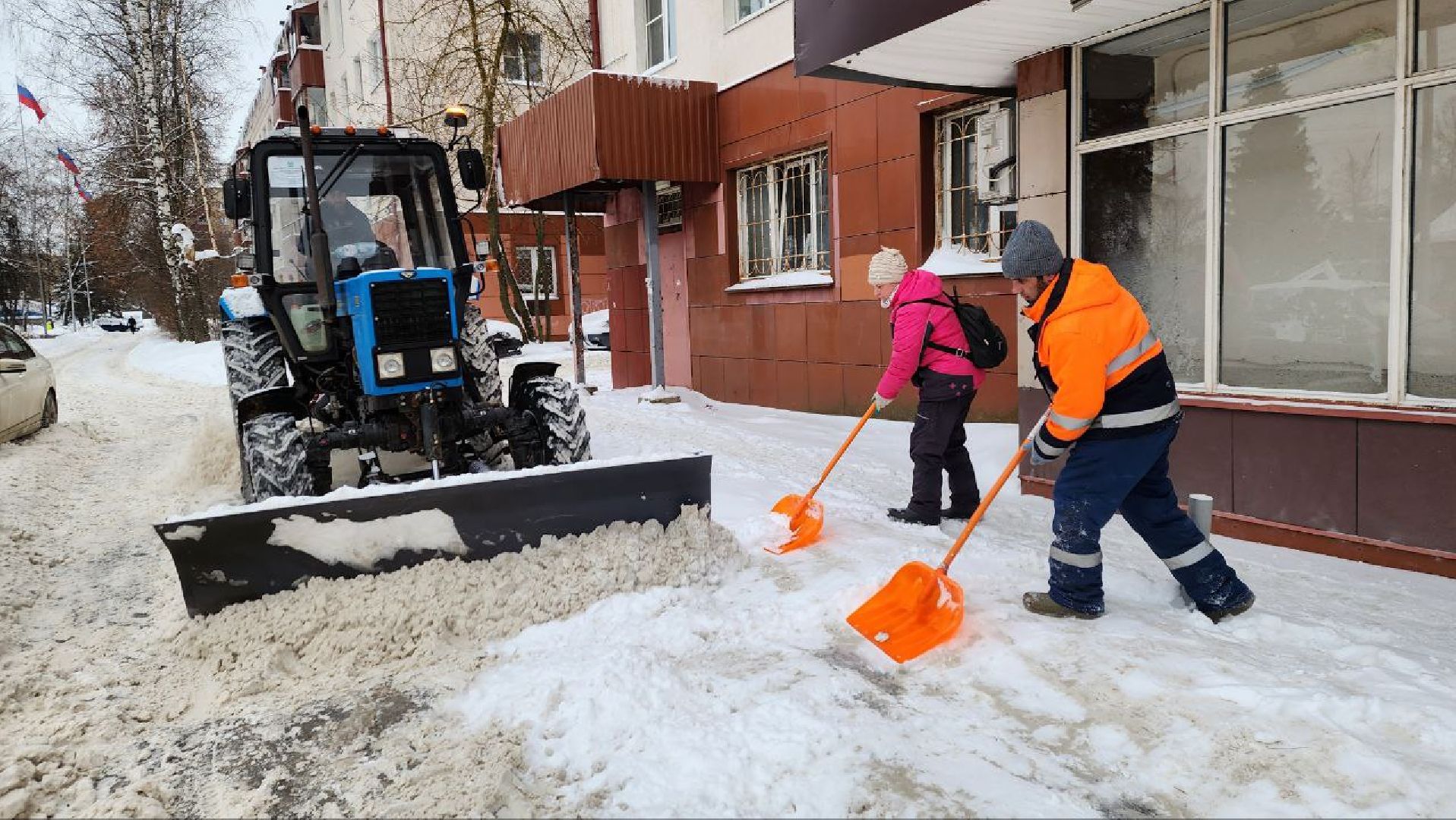Солнечногорск, Уборка снега, Советская площадь, МБУ, Дворники,