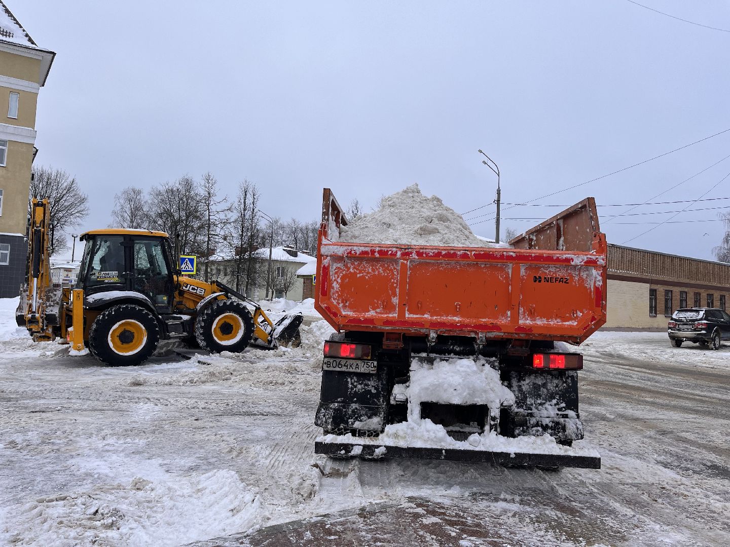 Шаховская, комунальная техника, снег, снегопад, уборка дорог,