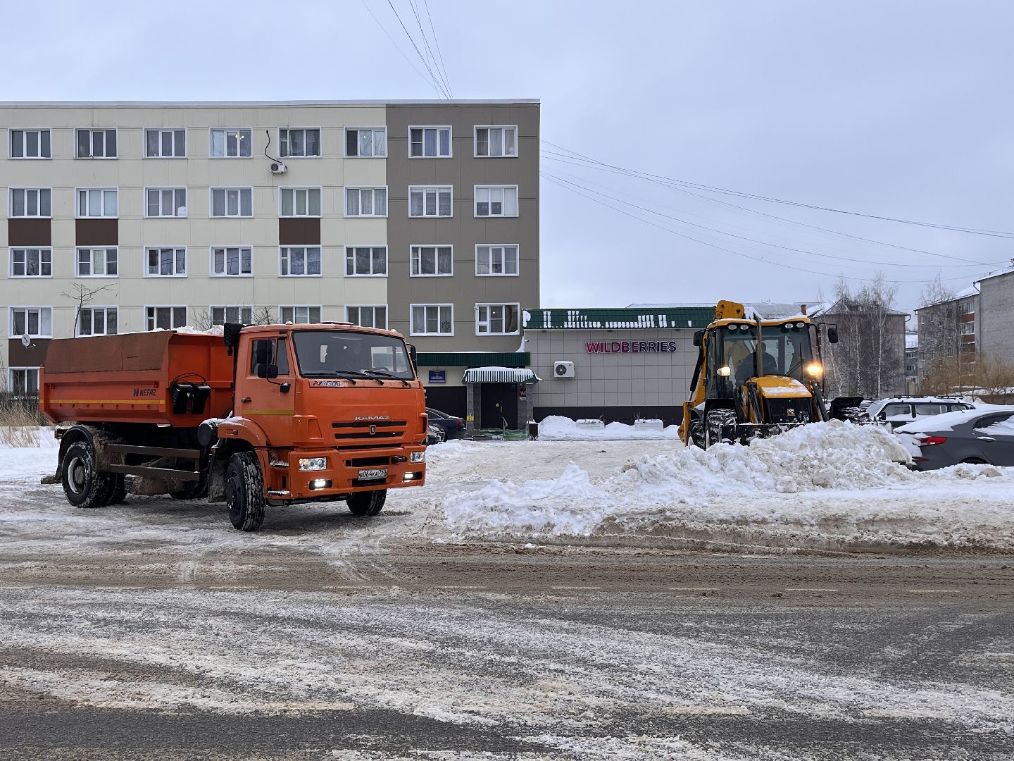Шаховская, комунальная техника, снег, снегопад, уборка дорог,