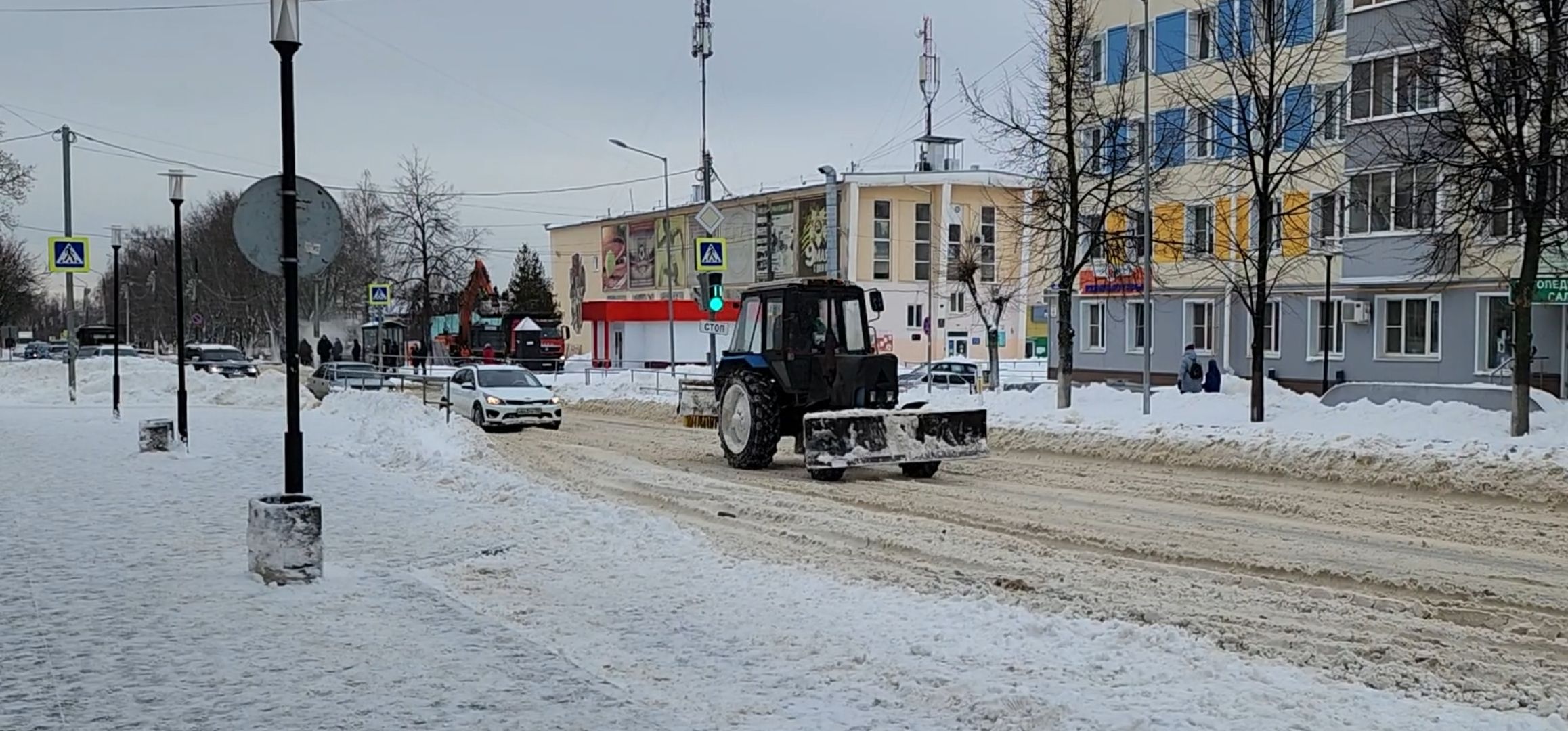 кашира,снегопад, уборка улиц, жкх, техника, тракторы, вывоз снега,