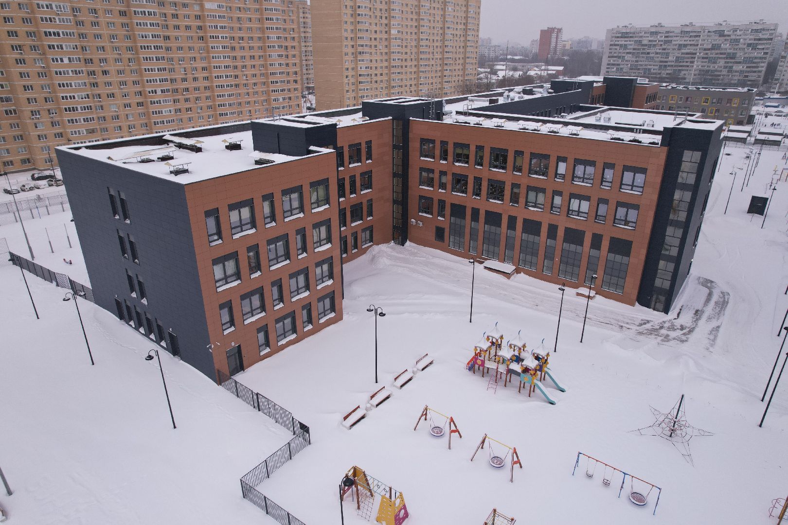 Королев, видео с коптера, школа,