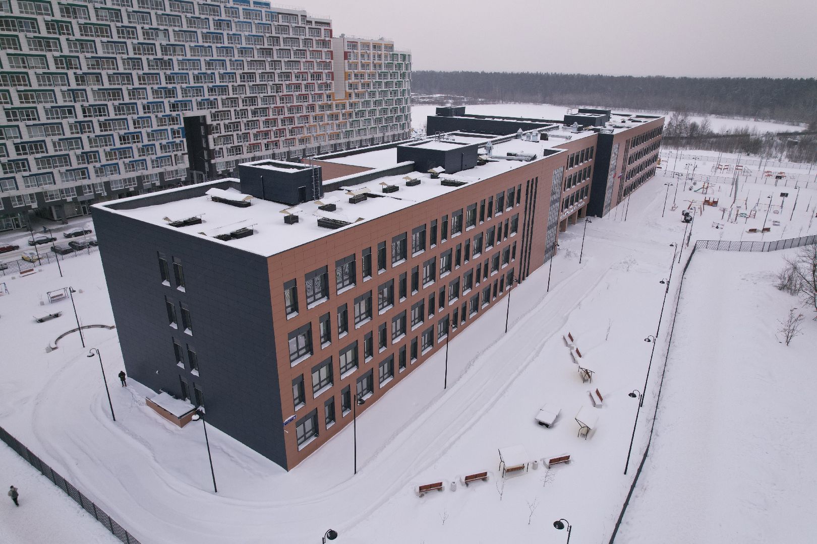 Королев, видео с коптера, школа,