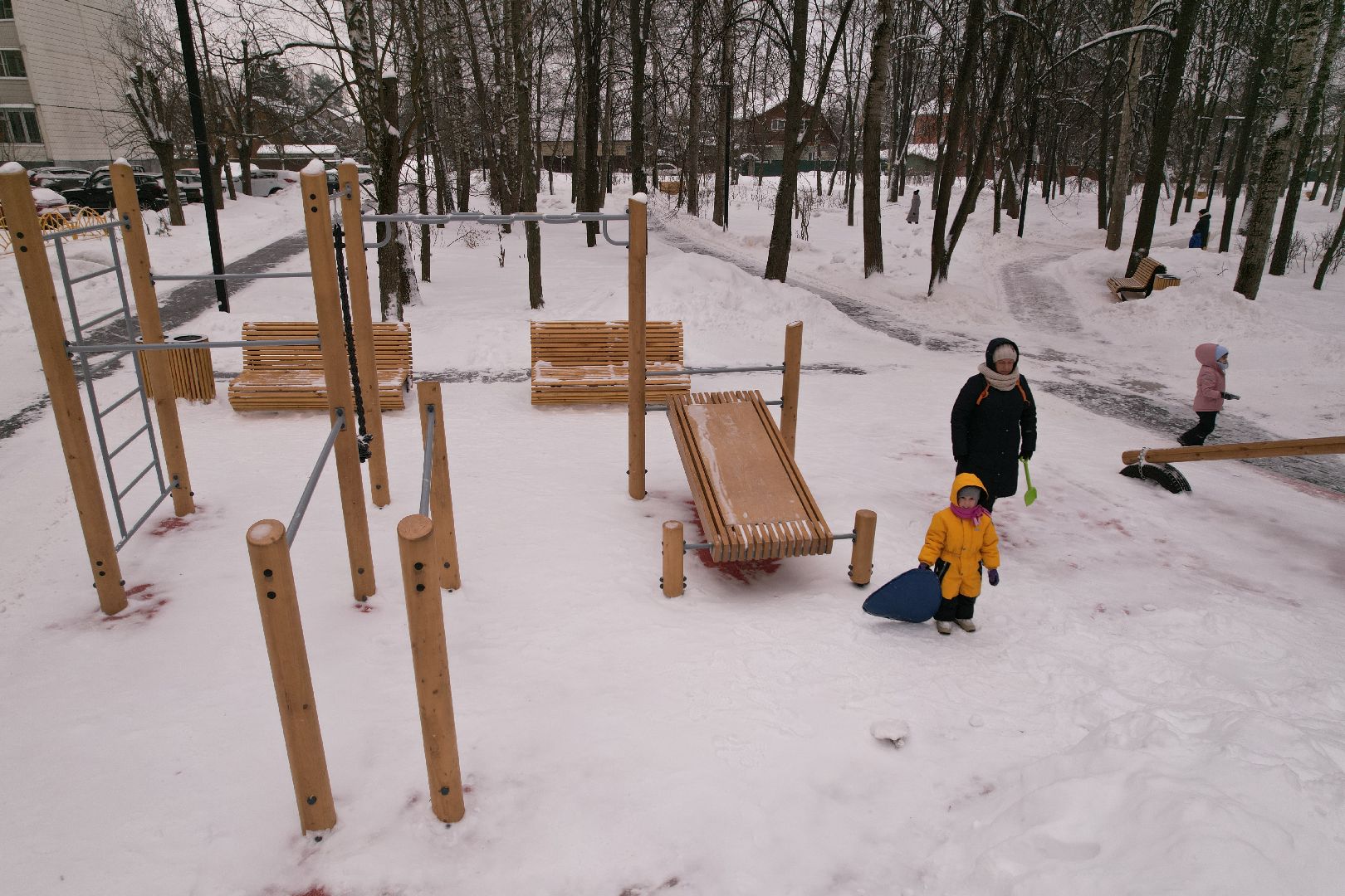 видео с коптера, королёв, благоустройство, сквер,