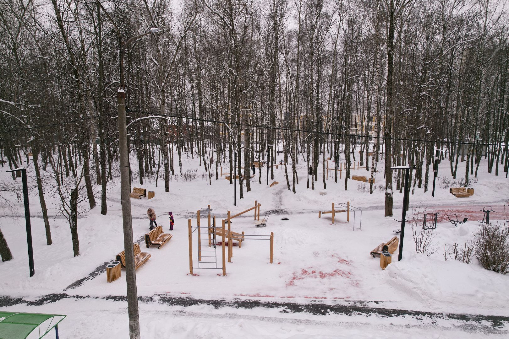 видео с коптера, королёв, благоустройство, сквер,