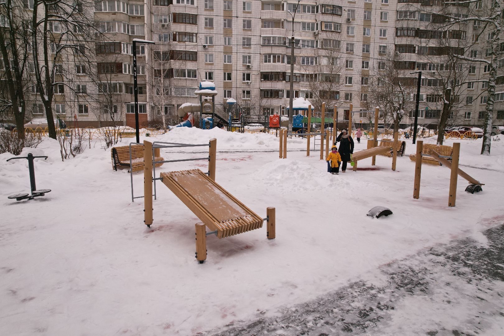 видео с коптера, королёв, благоустройство, сквер,