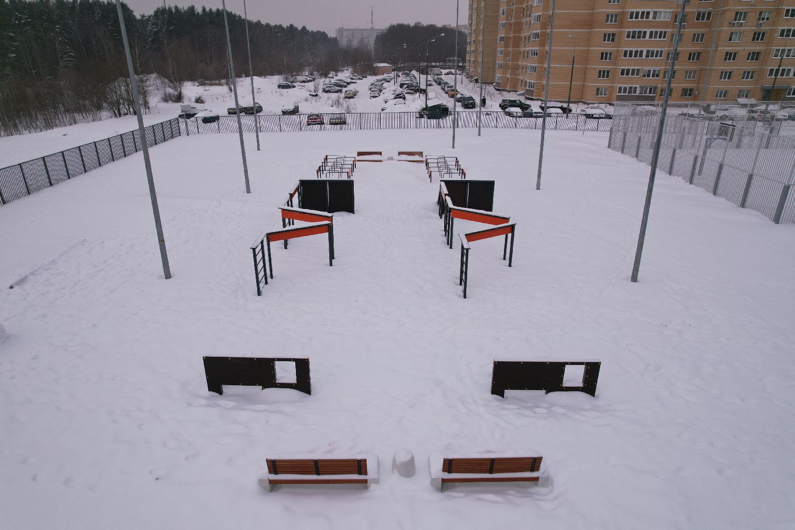 видео с коптера, королёв, школа,