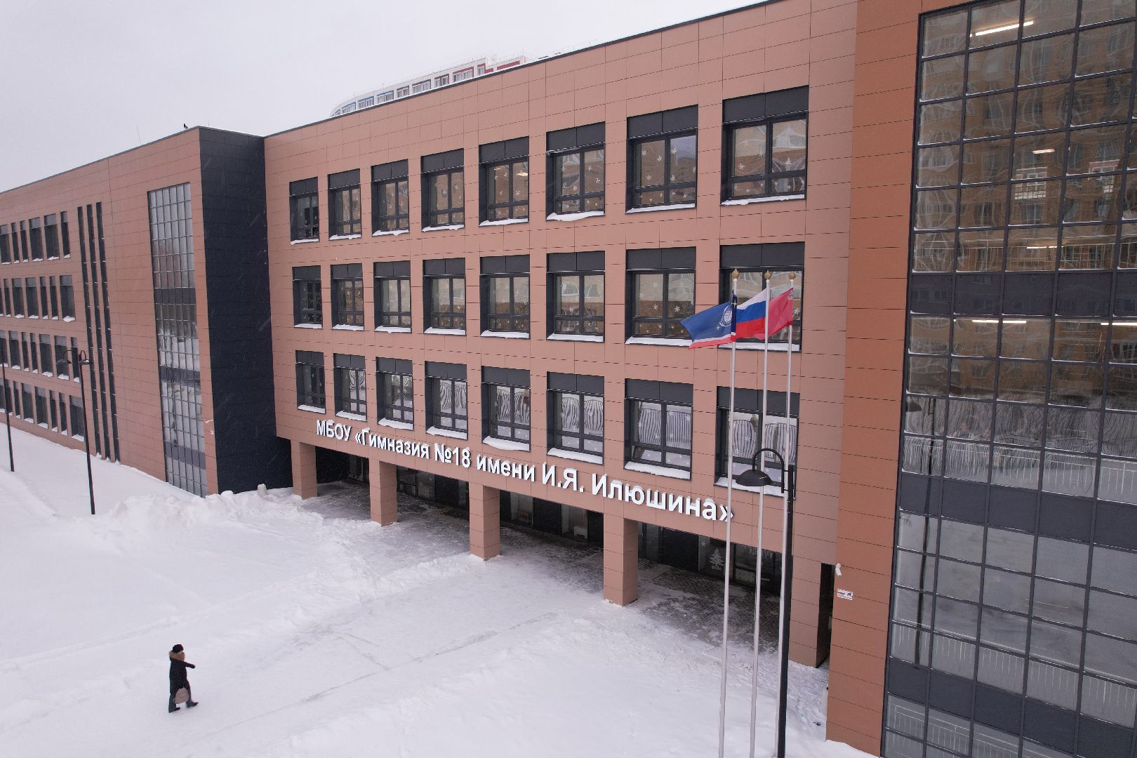 видео с коптера, королёв, школа,