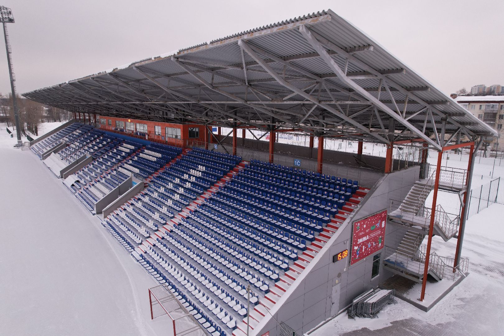 видео с коптера, королёв, стадион,