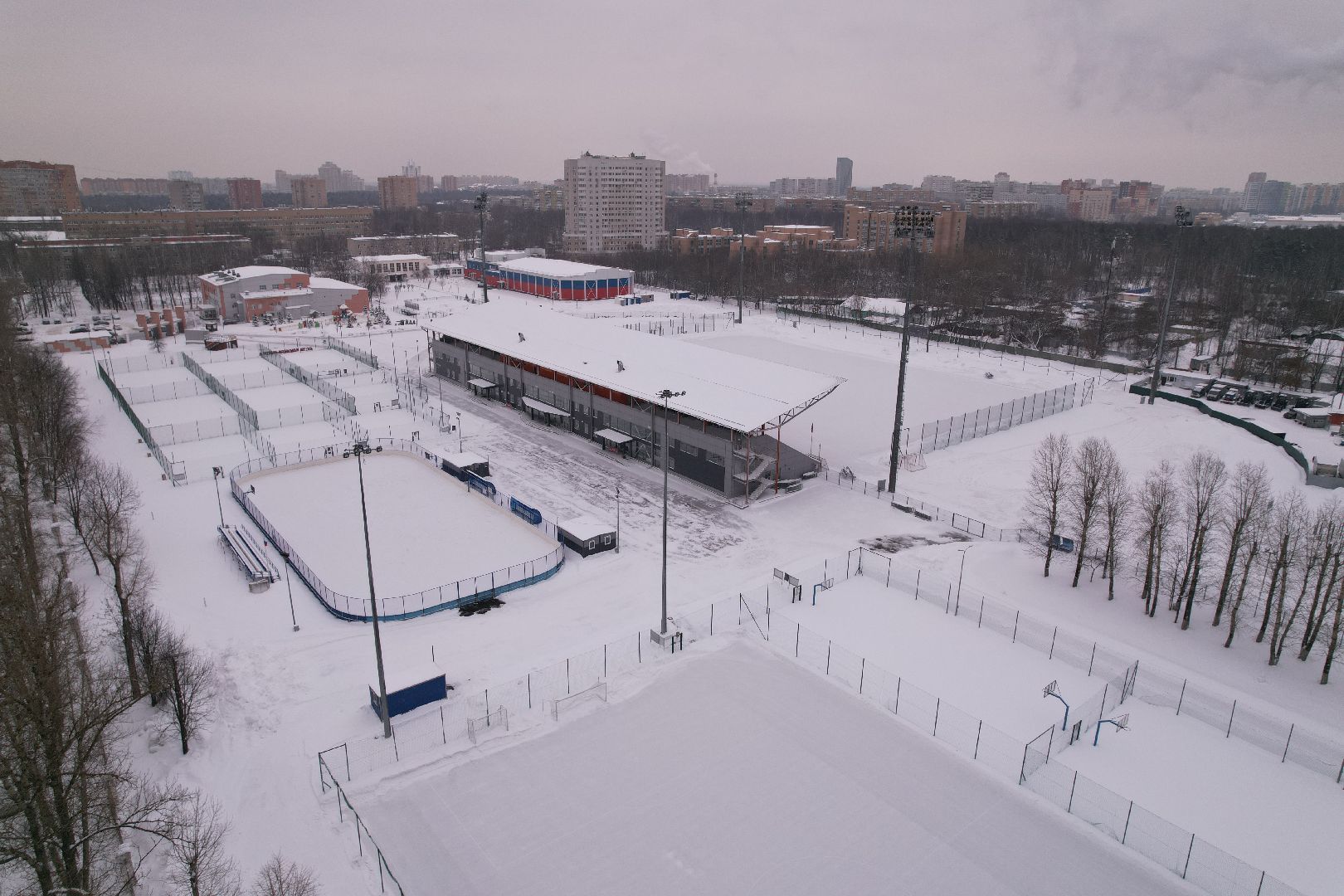 видео с коптера, королёв, стадион,