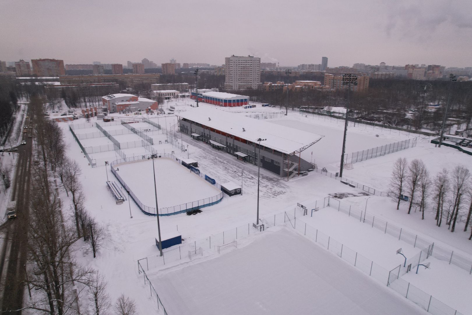 видео с коптера, королёв, стадион,