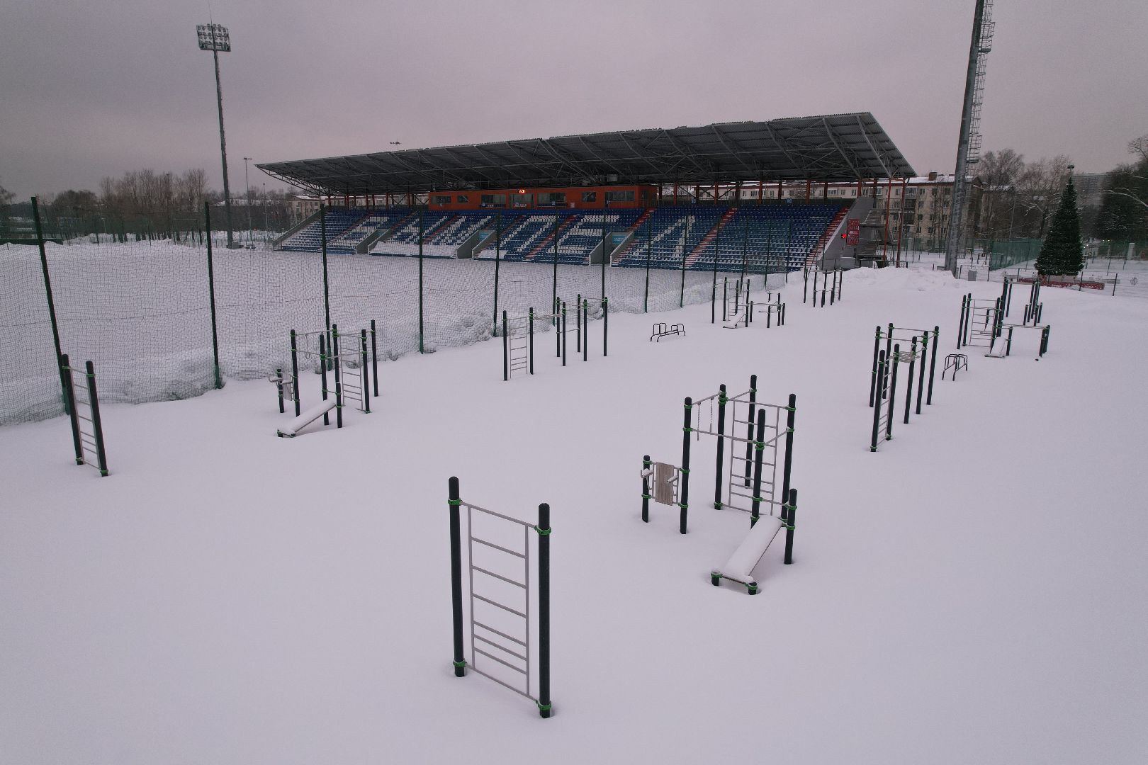 видео с коптера, королёв, стадион,