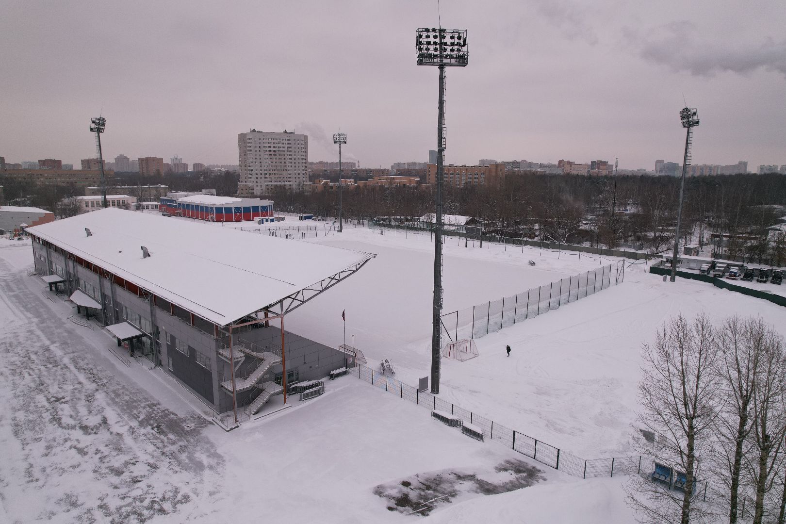видео с коптера, королёв, стадион,