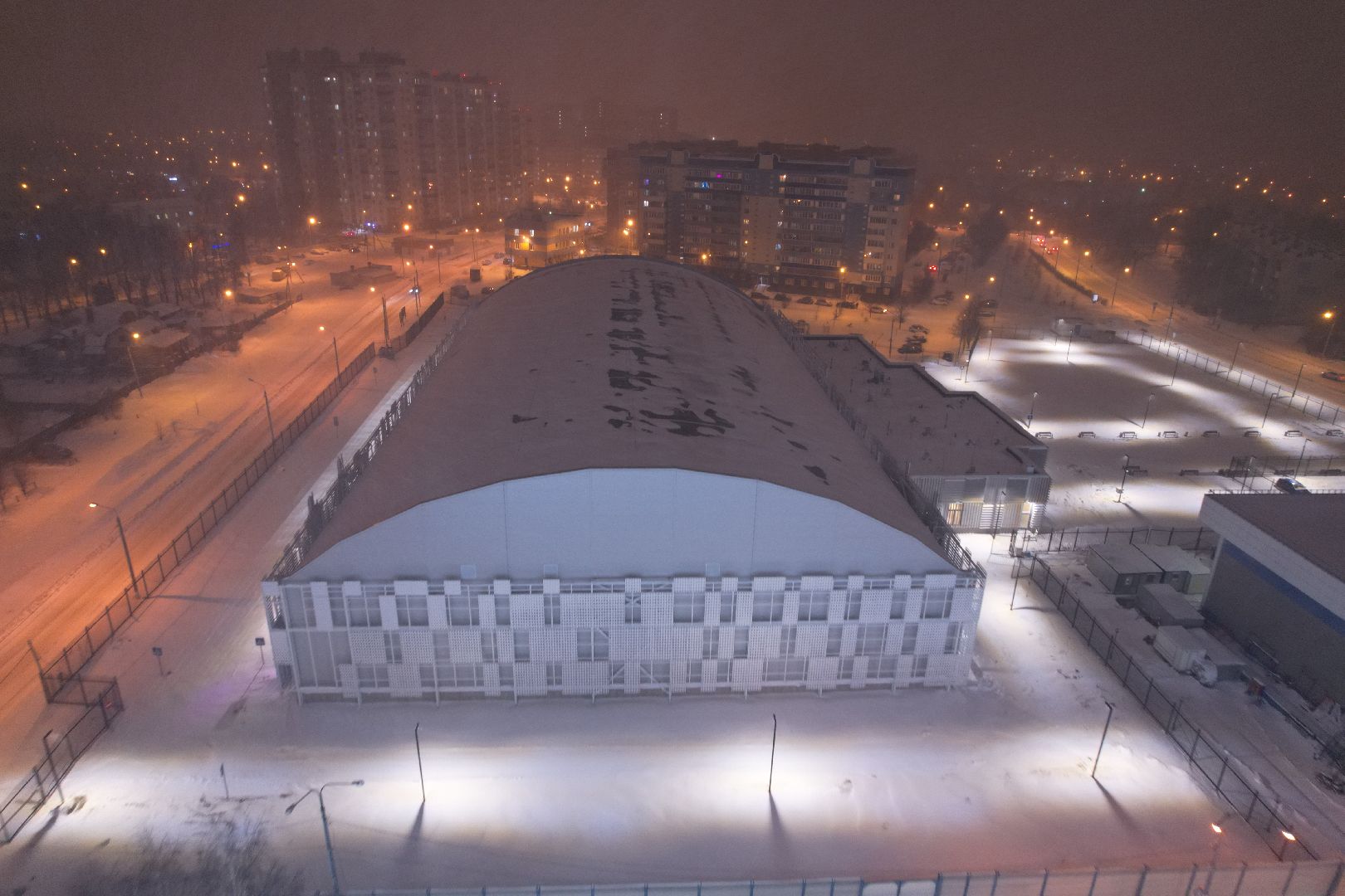 видео с коптера, Домодедово, фунбол, манеж,