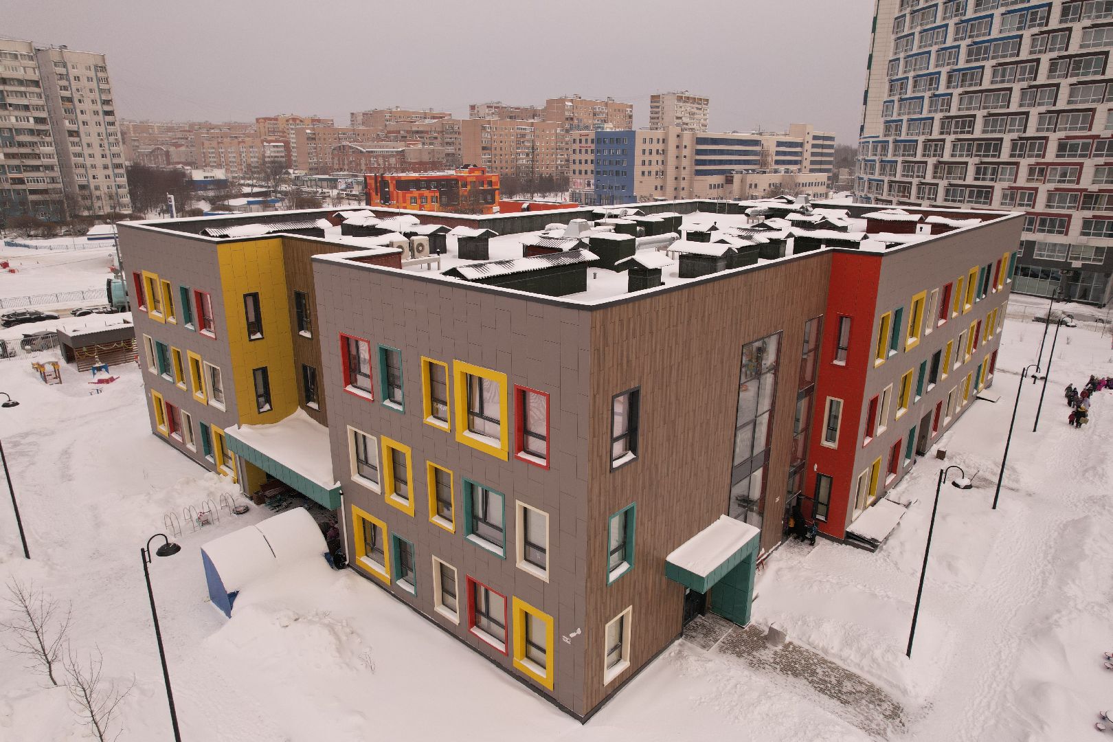 видео с коптера, королёв, детский сад,