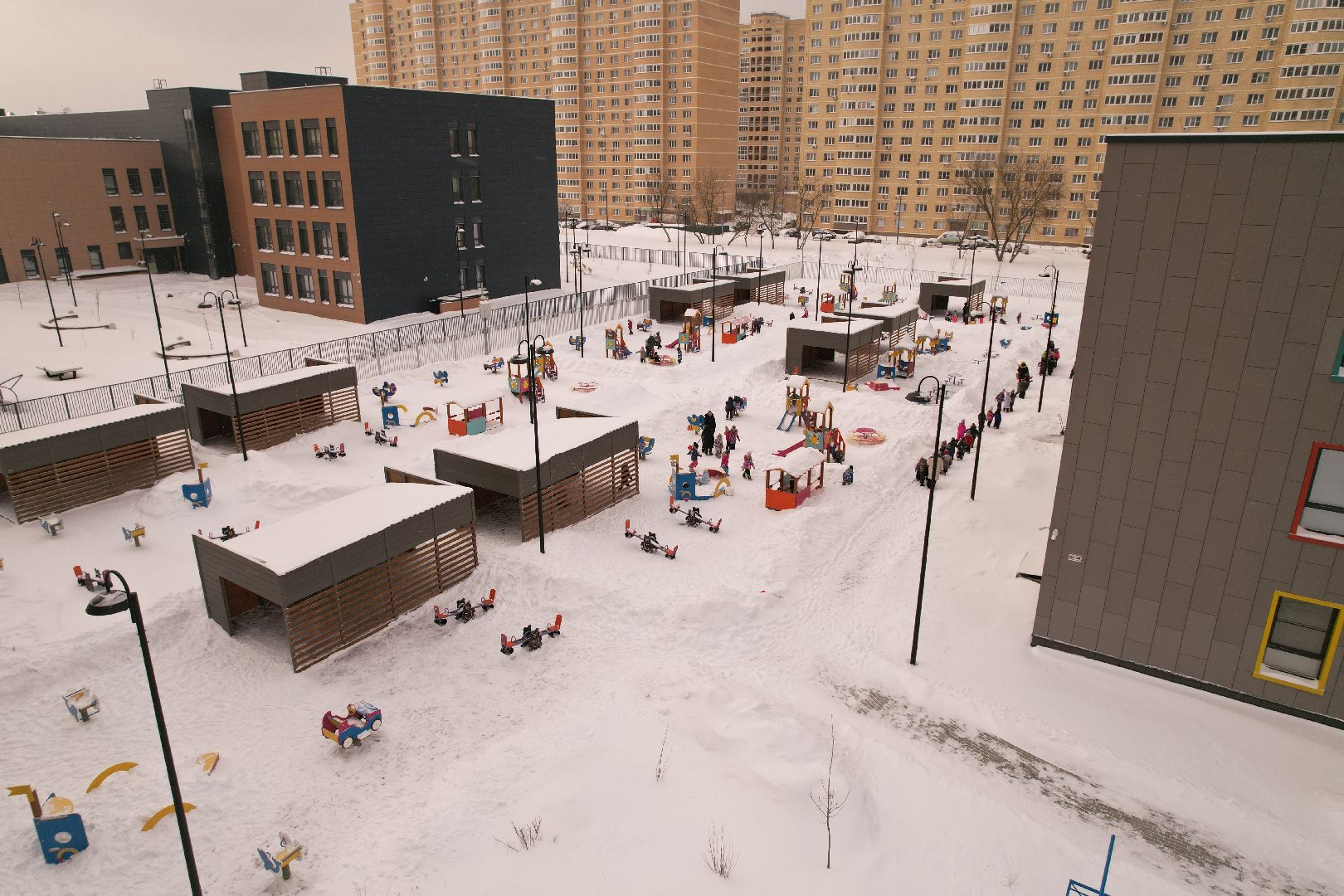 видео с коптера, королёв, детский сад,