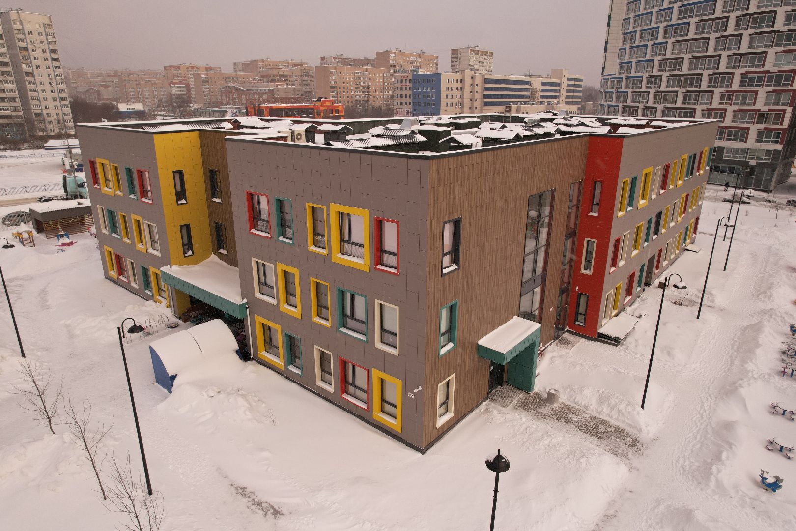 видео с коптера, королёв, детский сад,