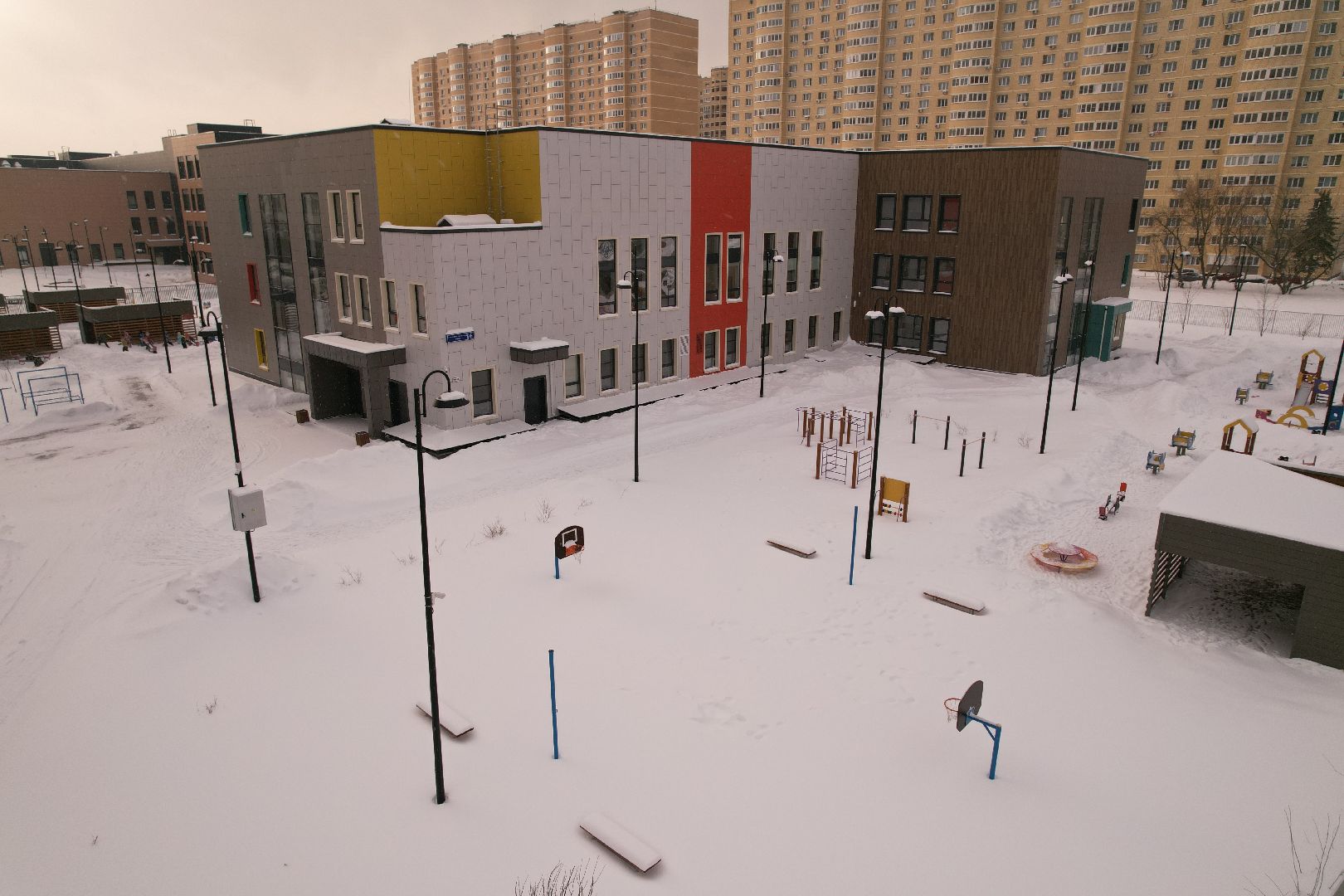 видео с коптера, королёв, детский сад,