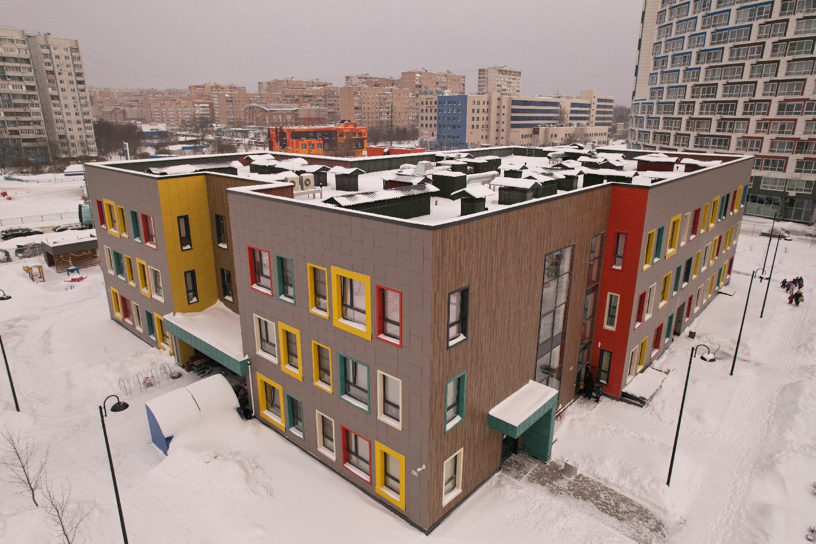 видео с коптера, королёв, детский сад,