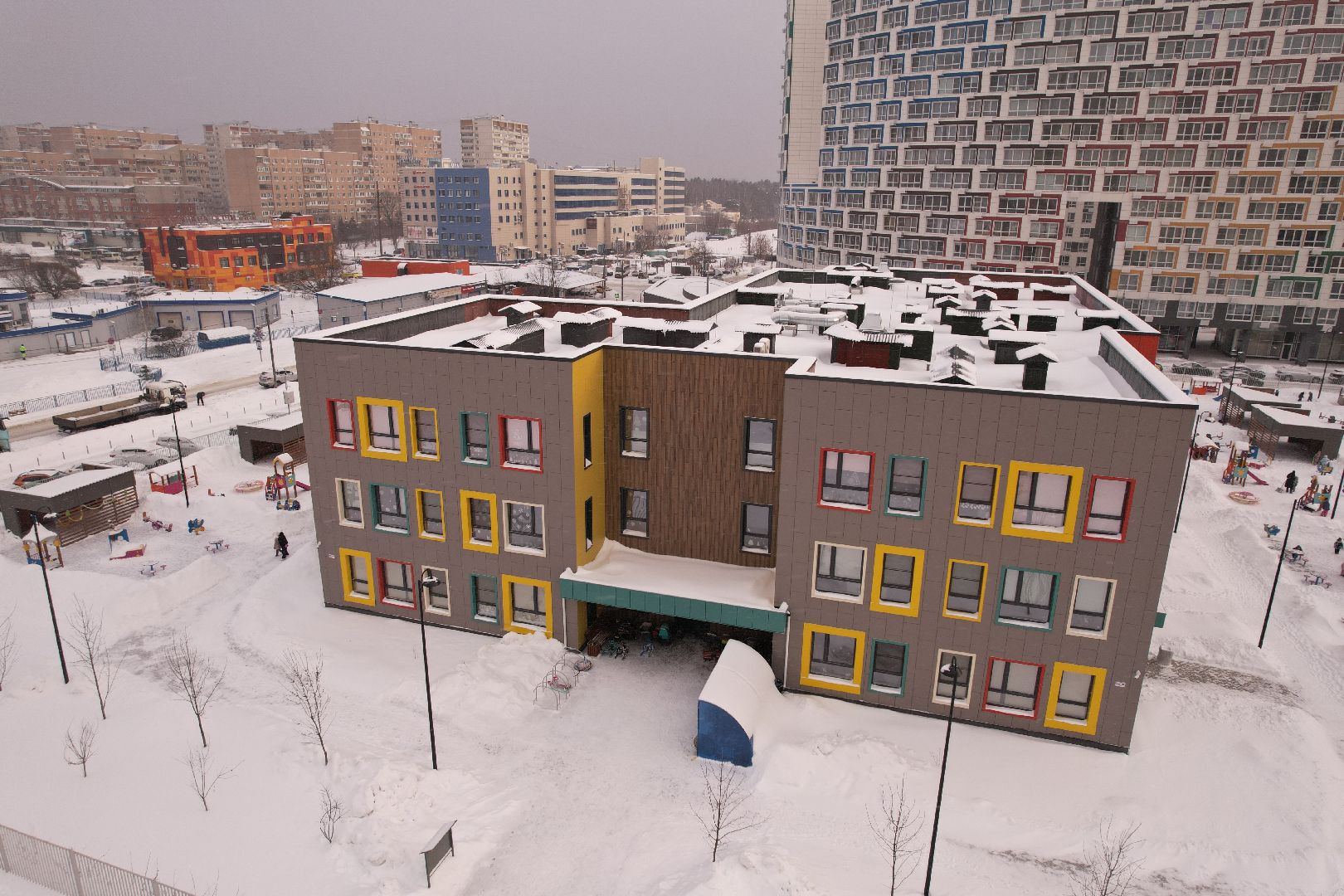 видео с коптера, королёв, детский сад,