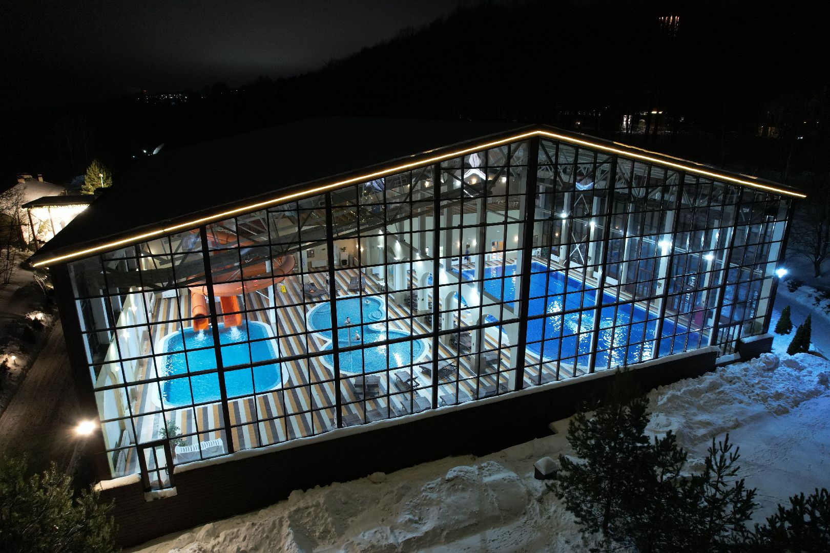 видео с коптера, курорт, лыжи,