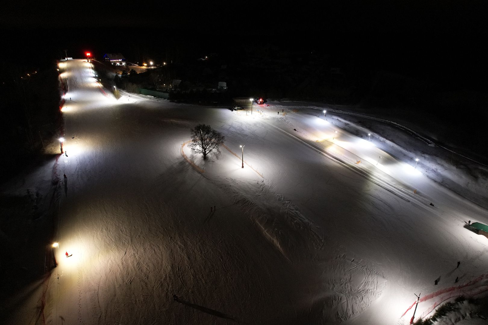 видео с коптера, курорт, лыжи,
