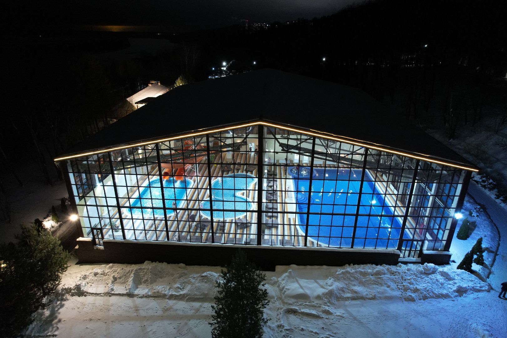 видео с коптера, курорт, лыжи,