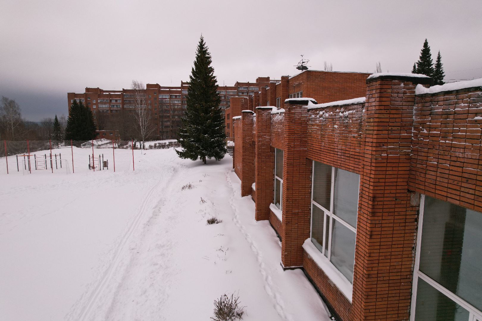 пущино, гимназия, видео с коптера,