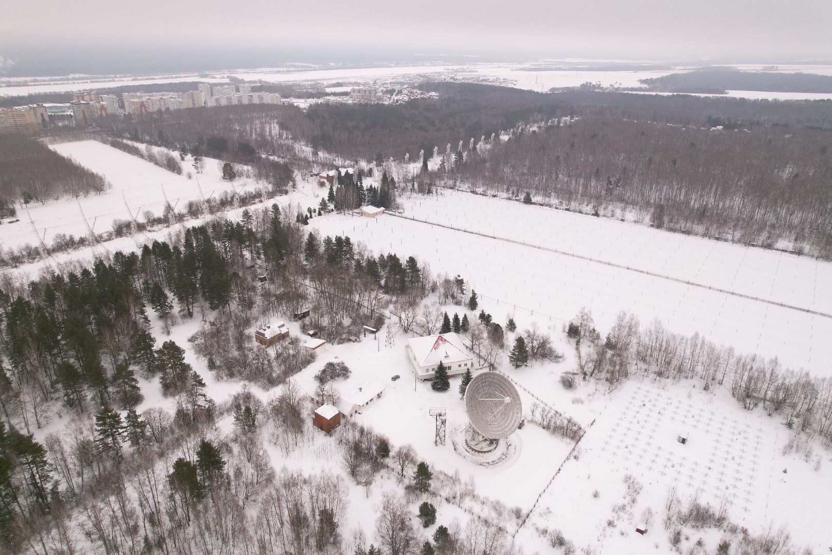 видео с коптера, пущино, абсерватория,