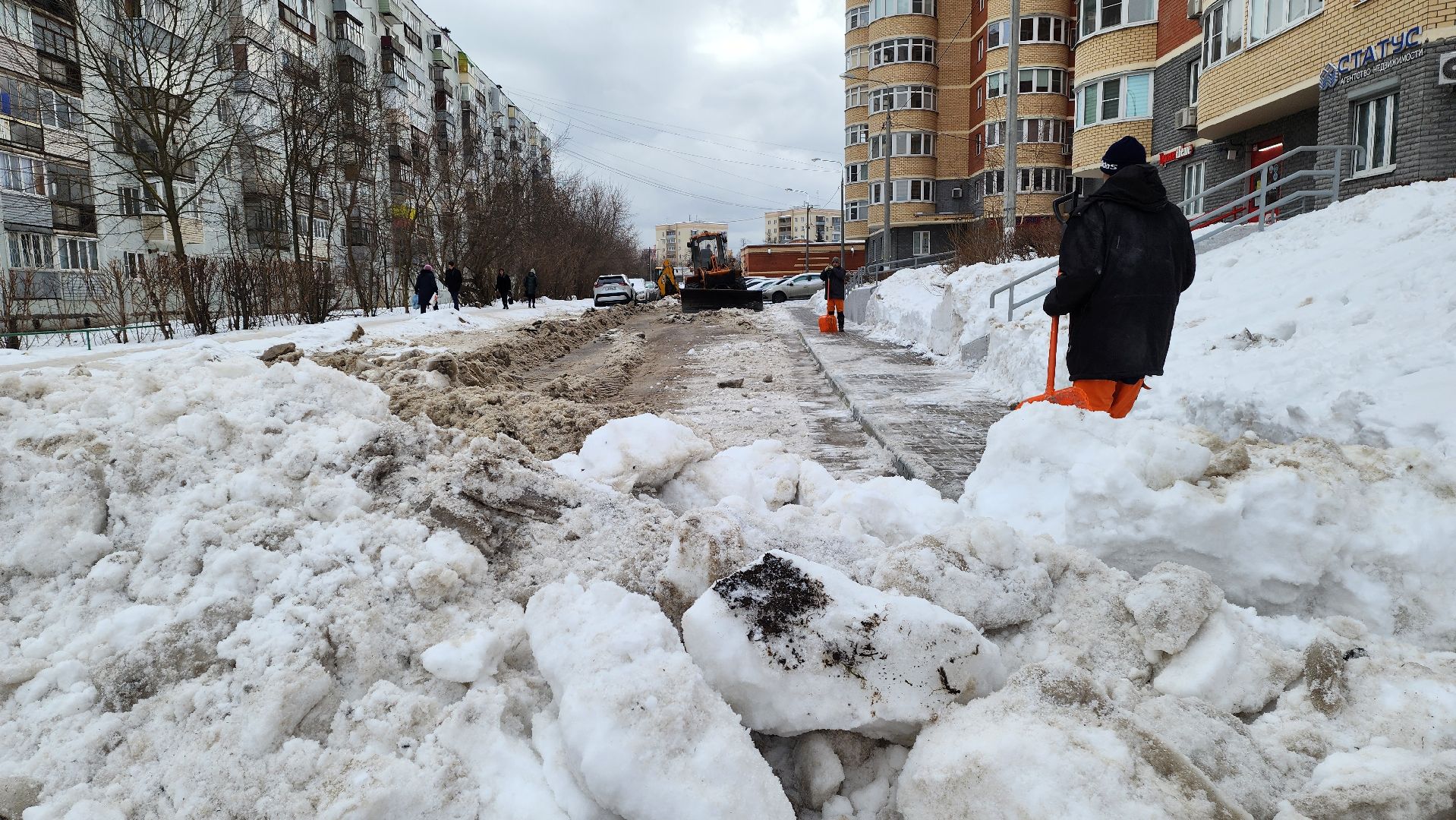 подмосквье, Городской округ Пушкинский, ивантеевка, уборка дворов, уборка дорог, снег, благоуйстройство,