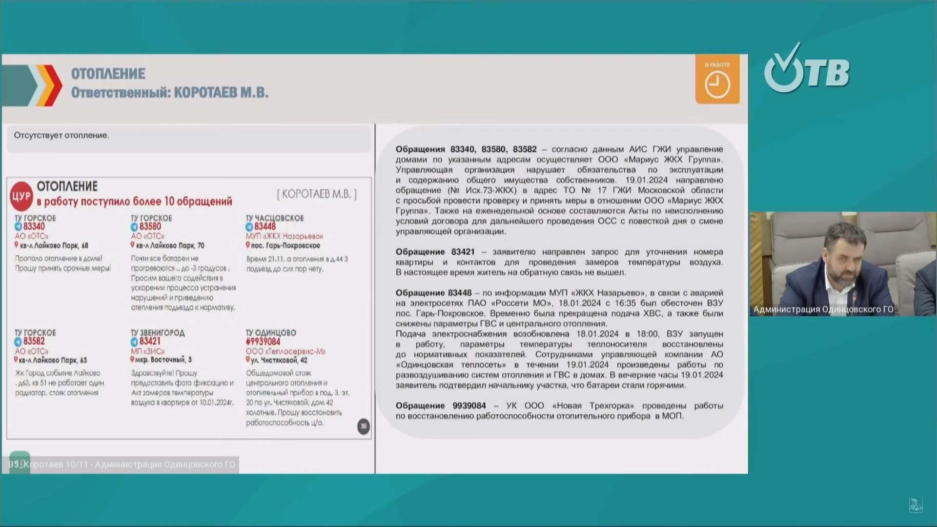 Одинцово, администрация, добродел, отчет, совещание, гвс, водопровод, мусор, жкх, благоустройство,