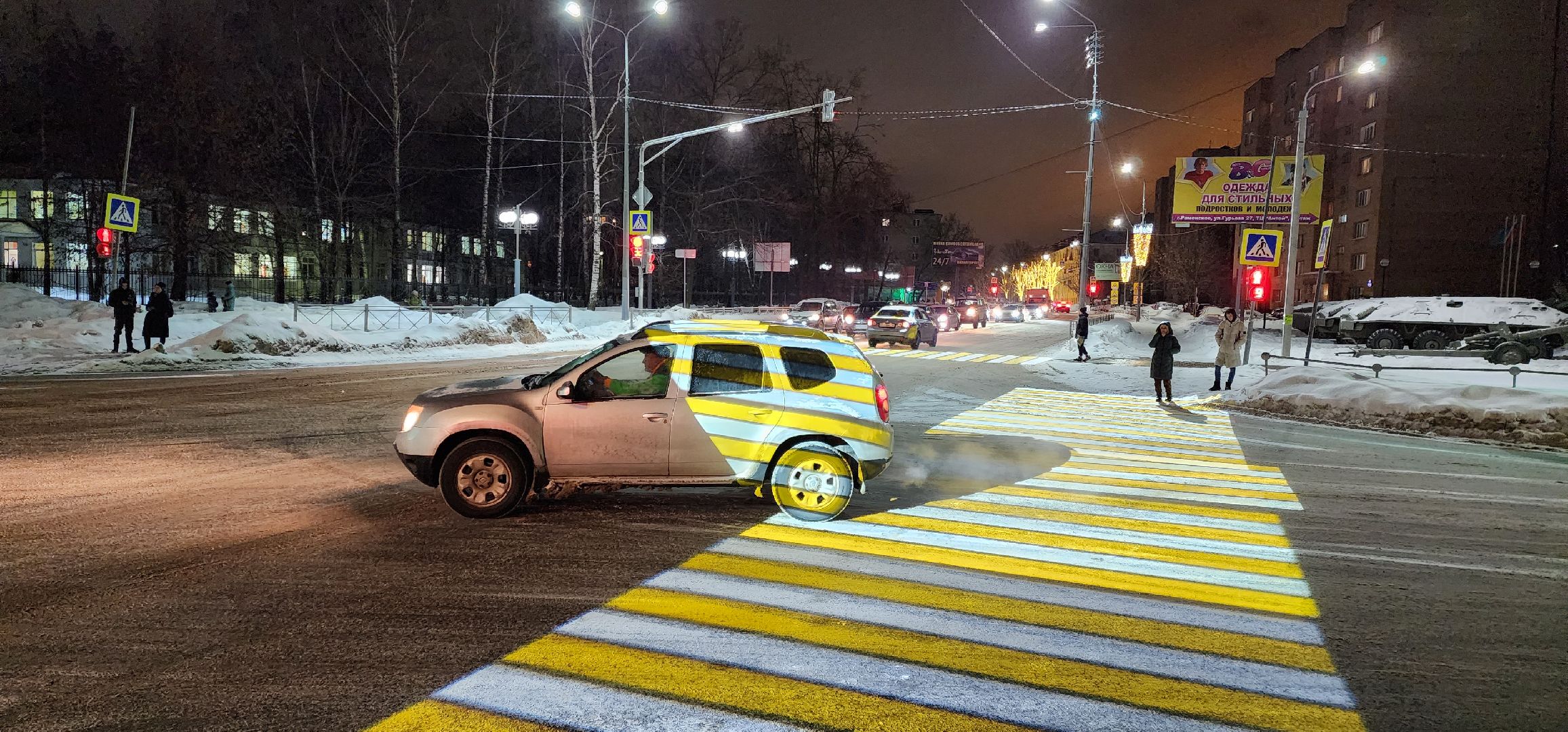 раменское, дороги, безопасность дорожного движения, проекционный пешеходный переход на пересечении улиц Михалевича и Гурьева,