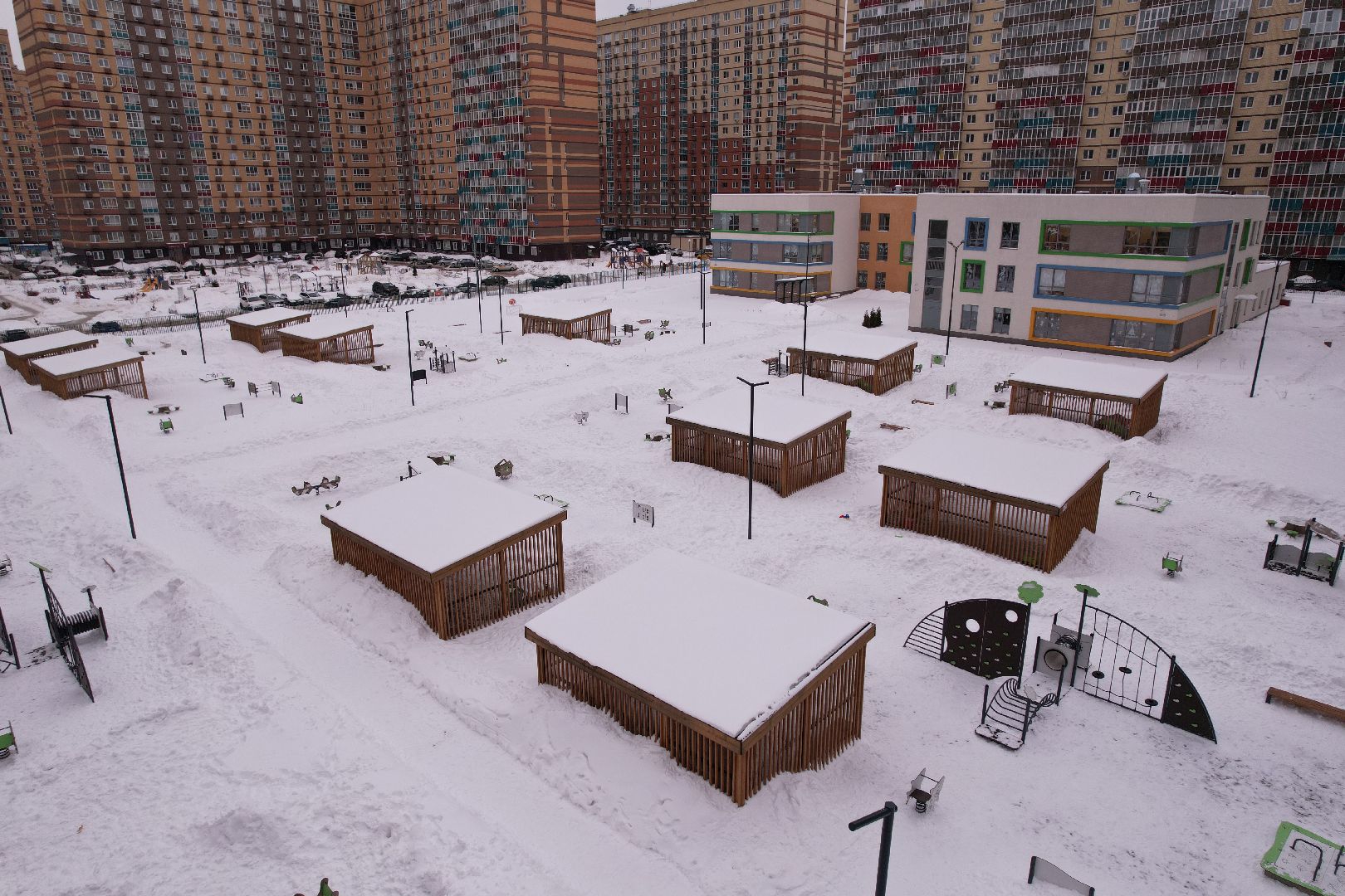 видео с коптера, детский сад,