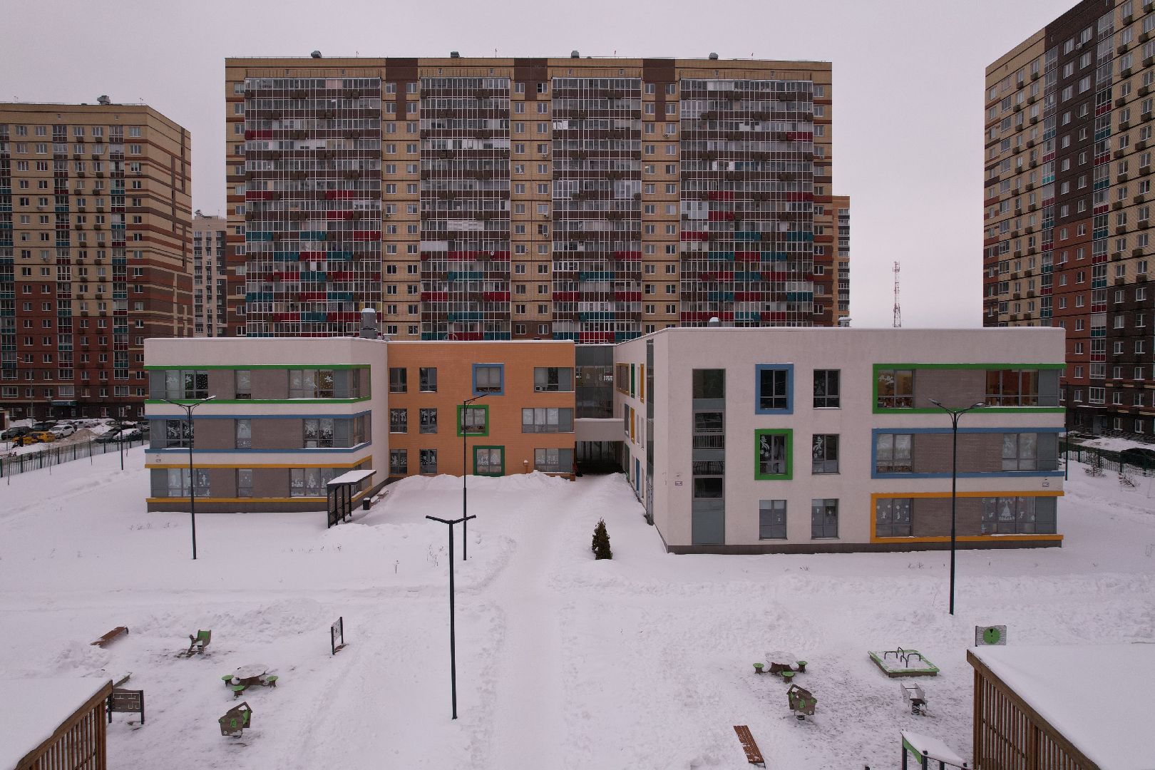 видео с коптера, детский сад,